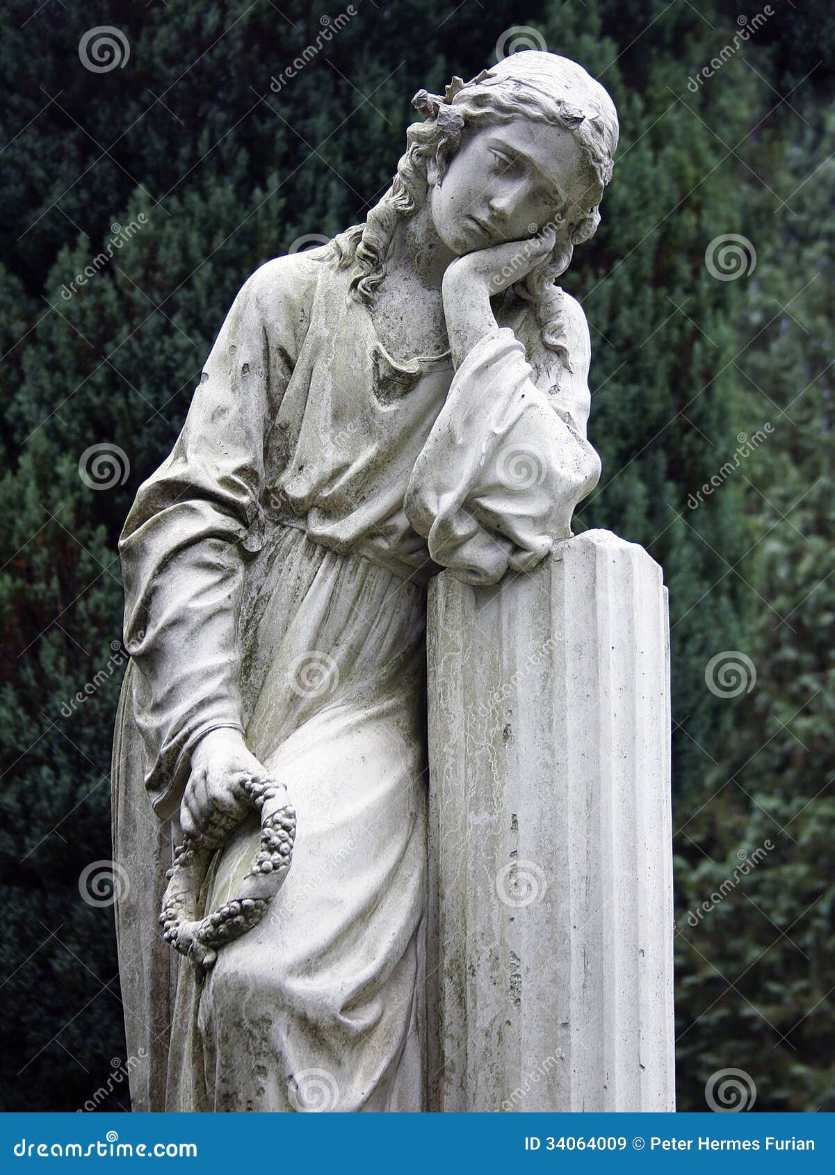 Stone Statue Grieving Woman Stock Image Image Of Hallows Gravestone 34064009