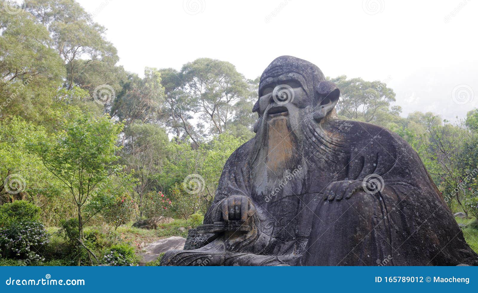 stone statue of laozi on qingyuanshan mountain, adobe rgb