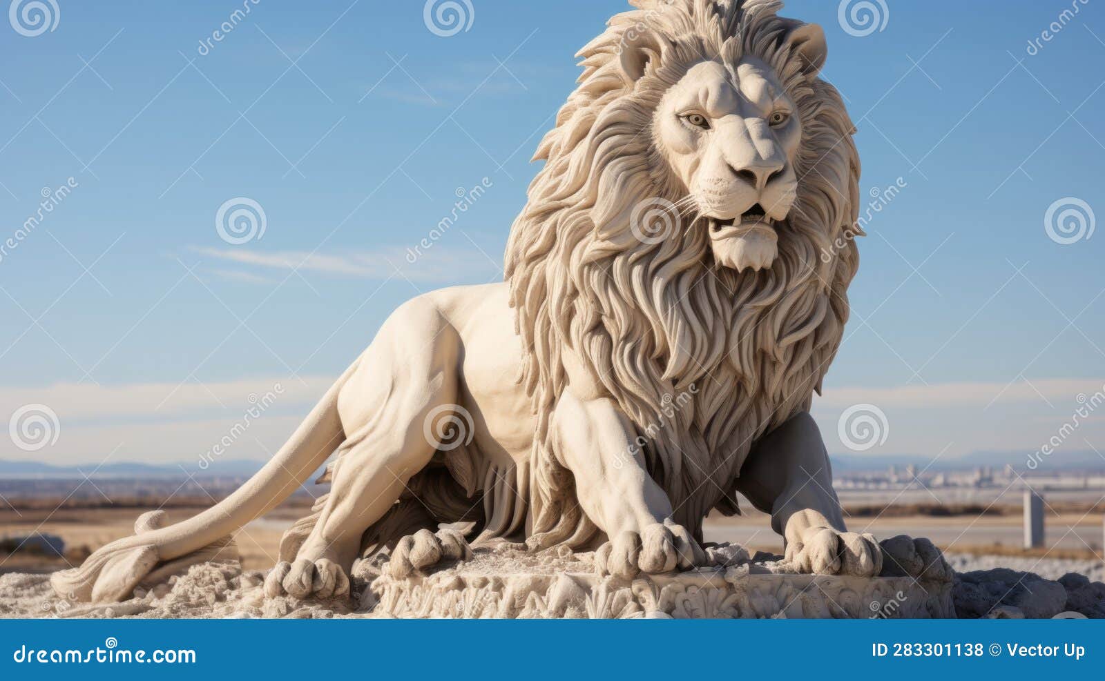 A Stone Statue of a Lion. Generative AI. Stock Illustration
