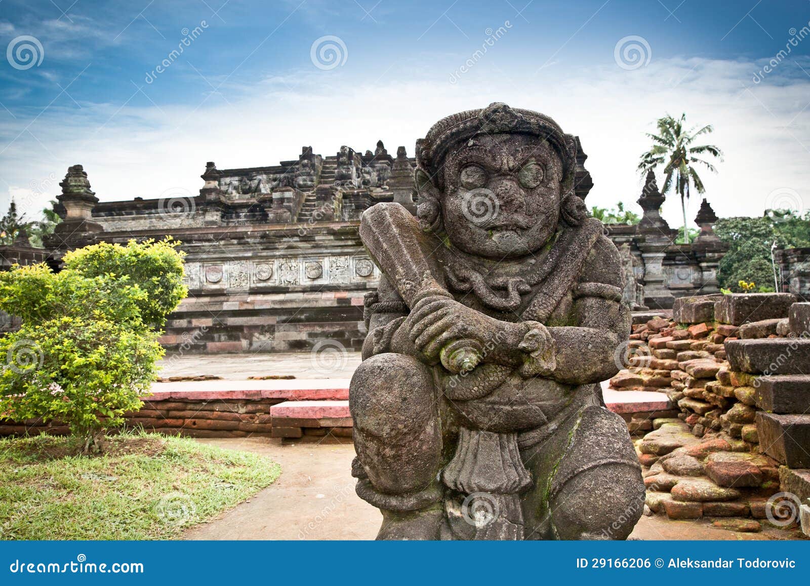 Stone Statue in Penataran Temple, Java, Indonesia Stock Photo Image