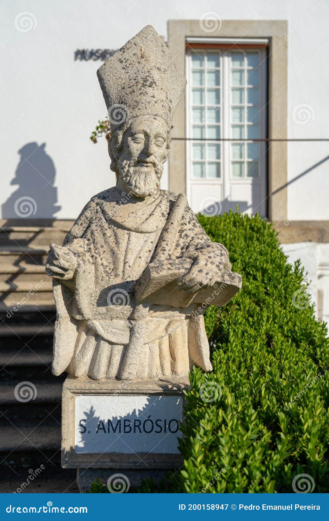 stone statue representing the prudence belonging to the episcopal garden of the city of castelo branco