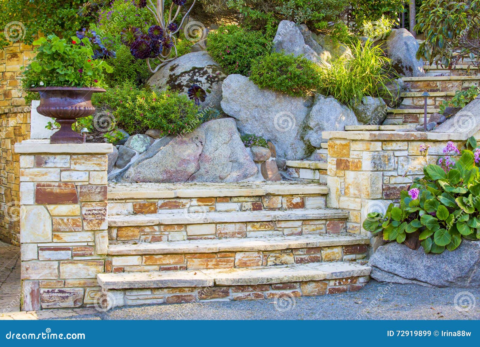 Stone Steps and Landscape Design Stock Image Image of gardening