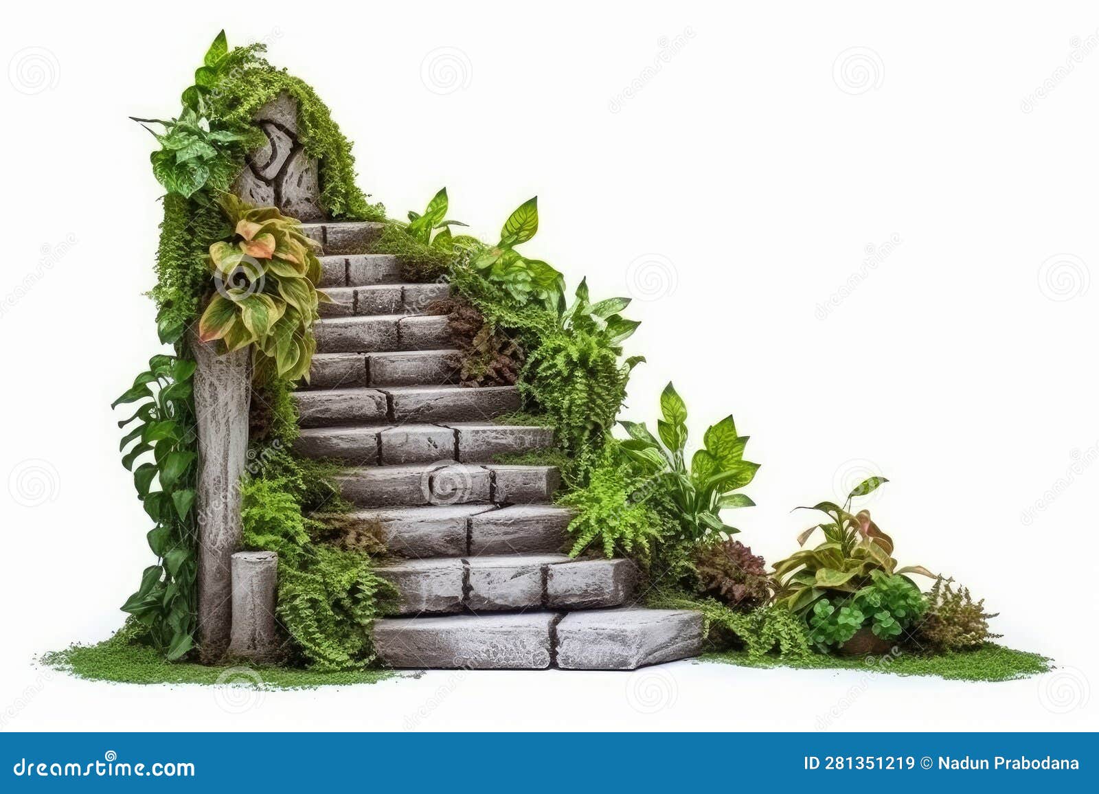 Stone Steps Staircase: Timeless Elegance (AI Generated) Stock 
