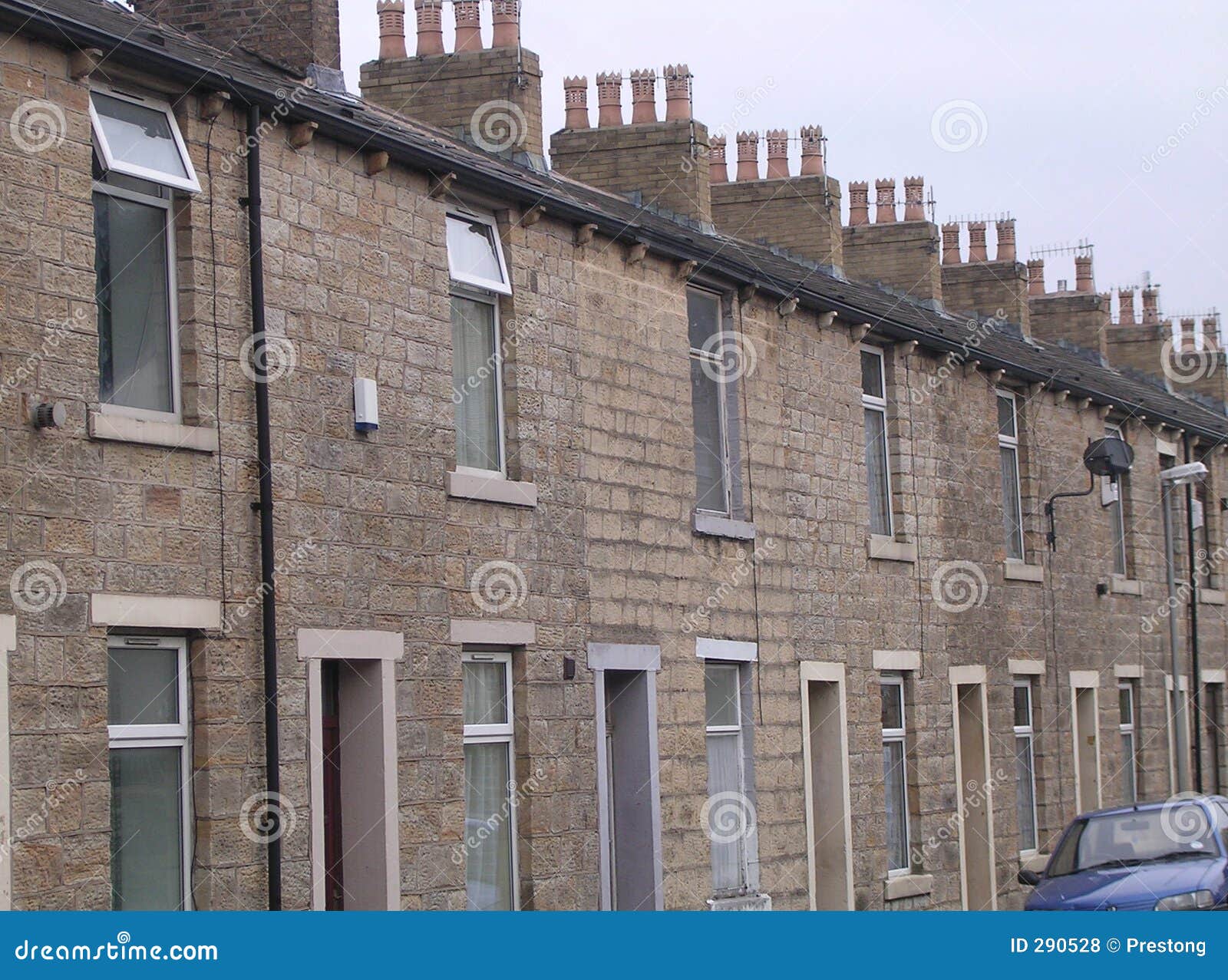stone terraced houses, accrington, u.k.