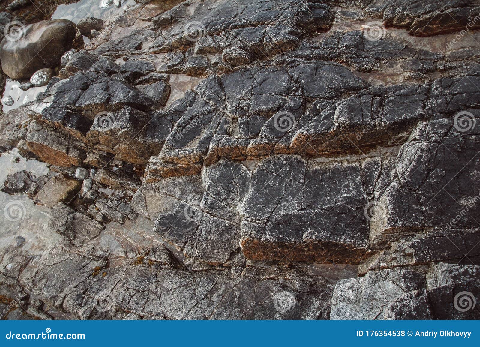 stone texture from waves erode, nature background. top view. copy space. can use as banner