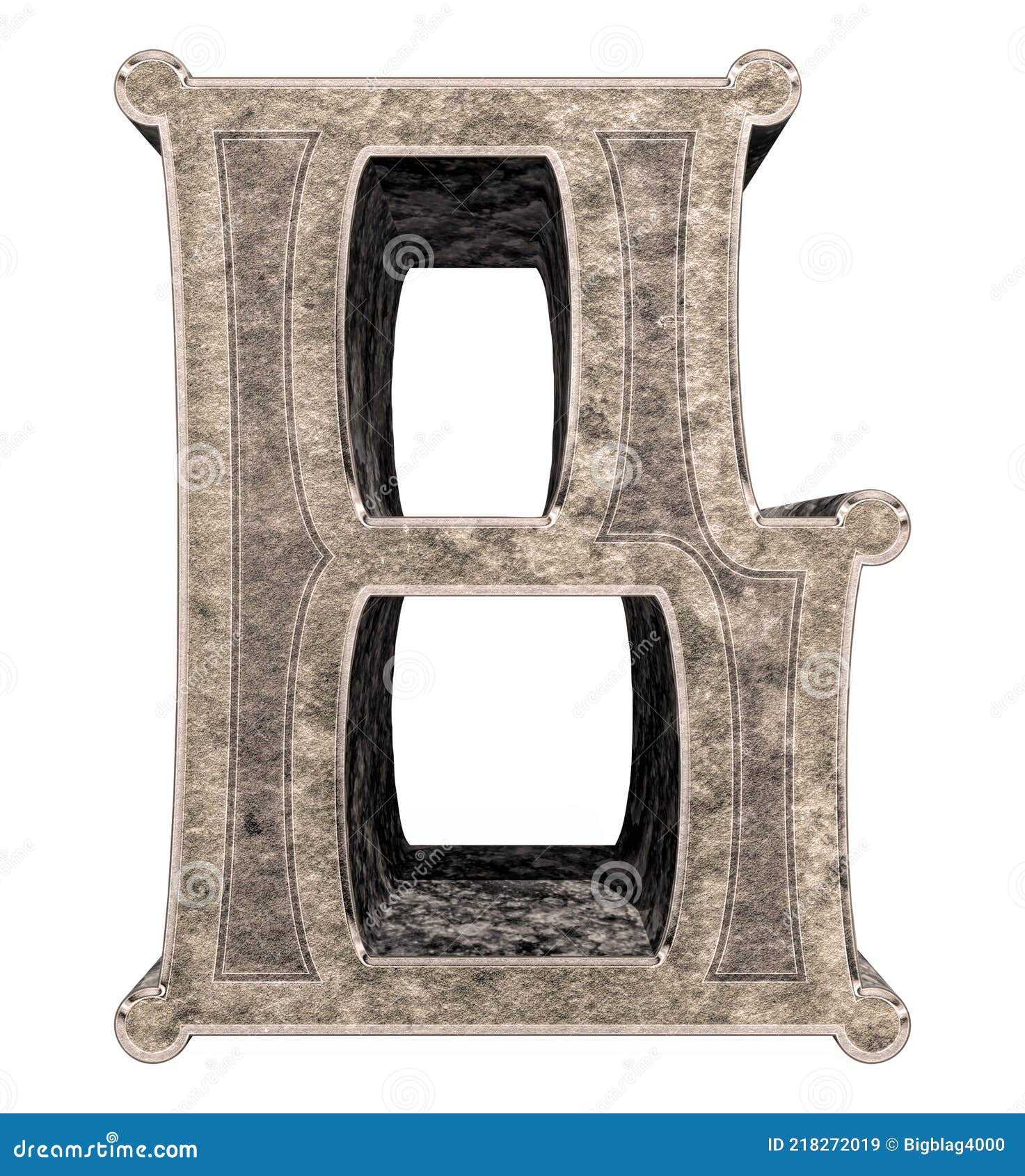 Stone Uppercase Letter.Victorian Era Style Font.3D Vintage Illustration ...