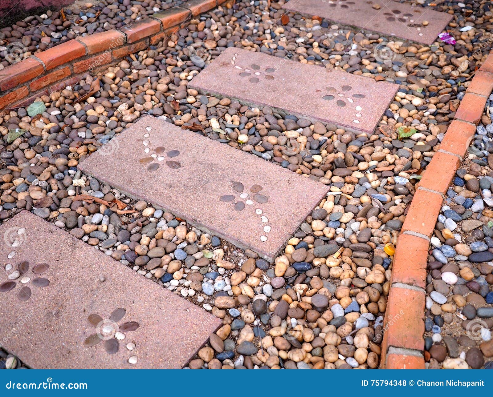 Stone Walkway And Bricks In Garden Stock Photo Image Of