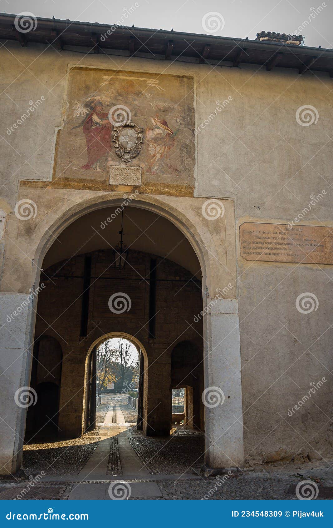 gate of medieval castle of brescia on colle cidneo