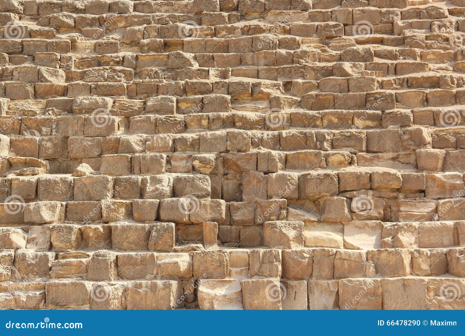 Stone Wall of Egyptian Pyramids in Giza, Close Up Stock Photo Image