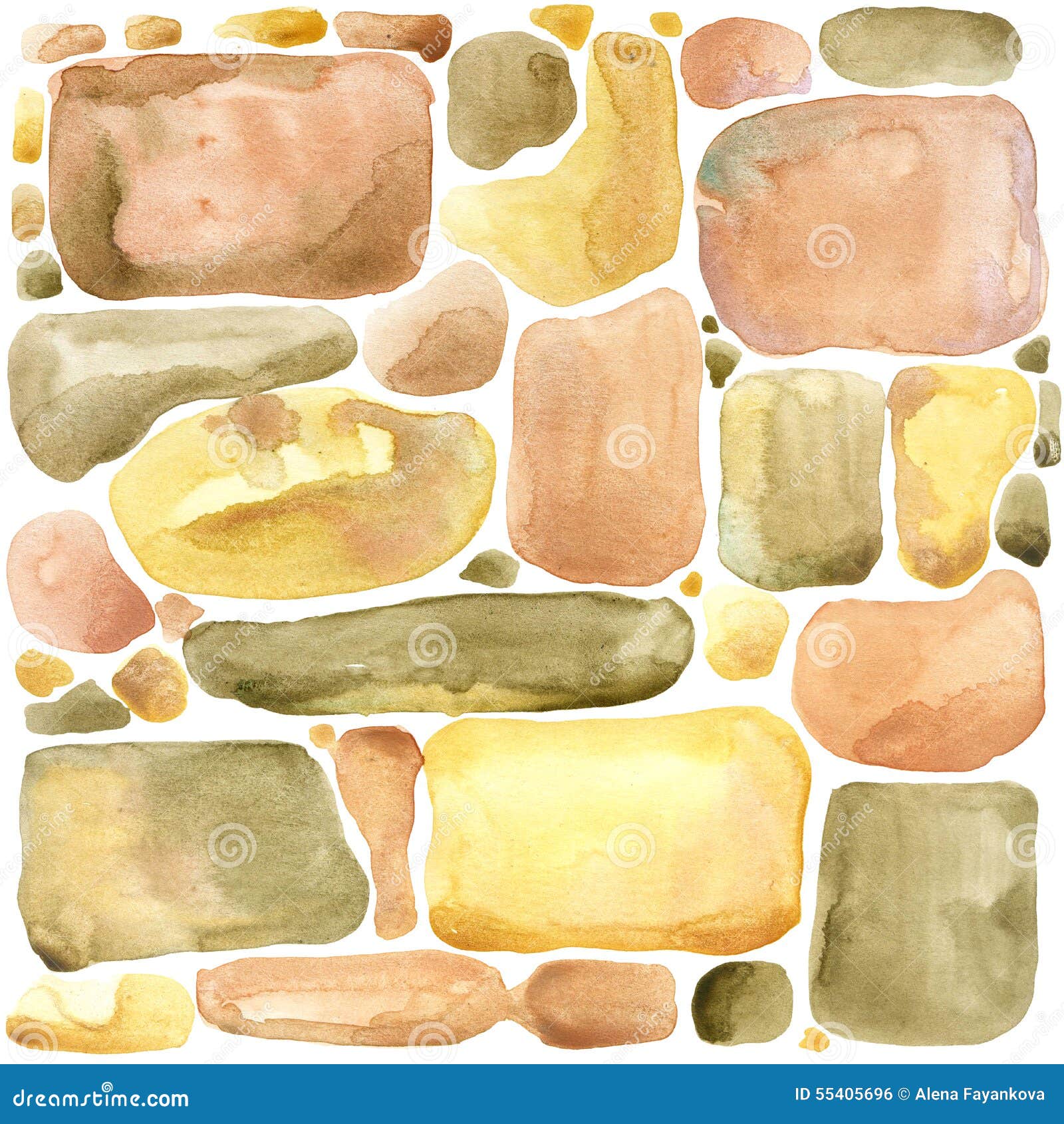 Stone Wall Gold Palette Watercolor Background Stock Illustration