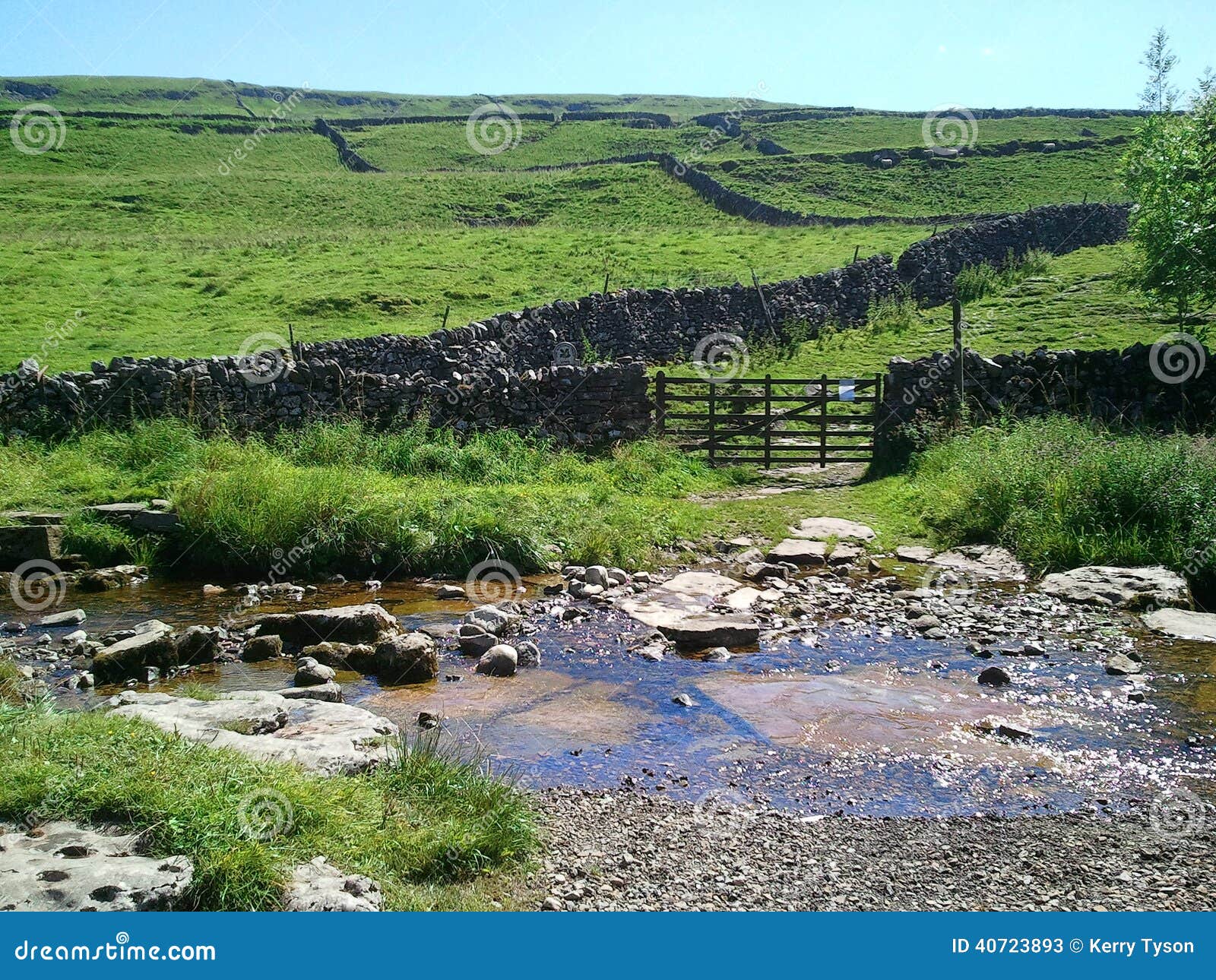 stone walled fields & stream