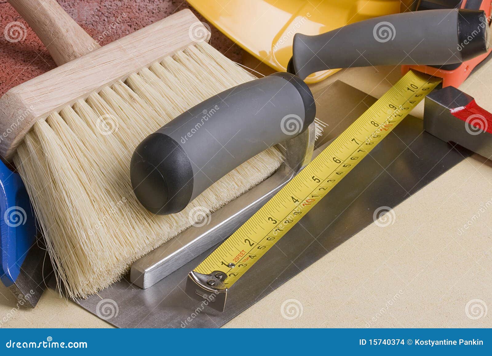 Stonemason s tools stock photo. Image of yellow, tool 15740374