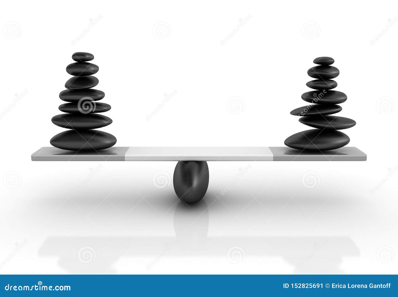 stones balancing on a seesaw
