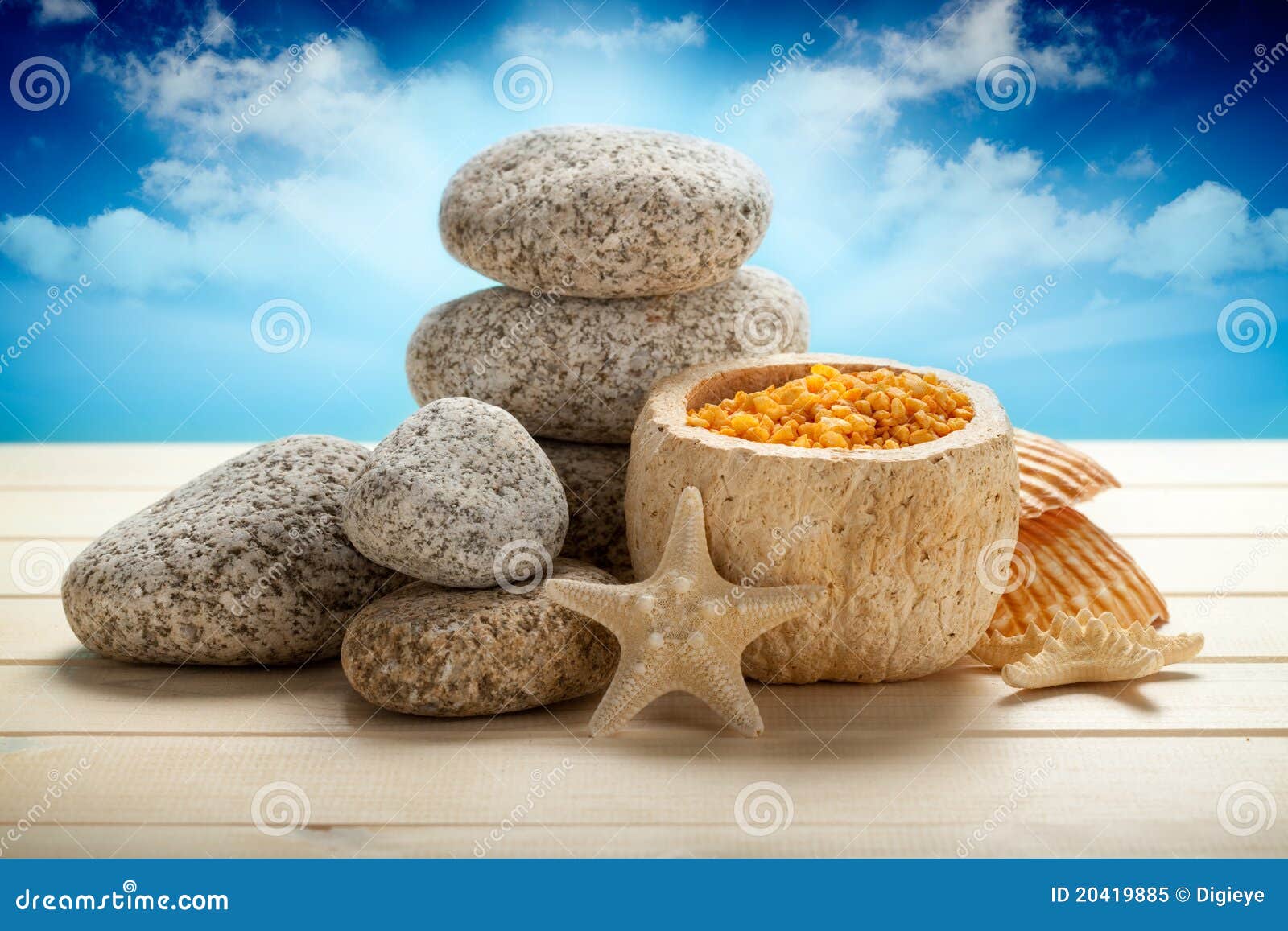 Stones, Bath Salt and Shells Stock Image Image of beautiful
