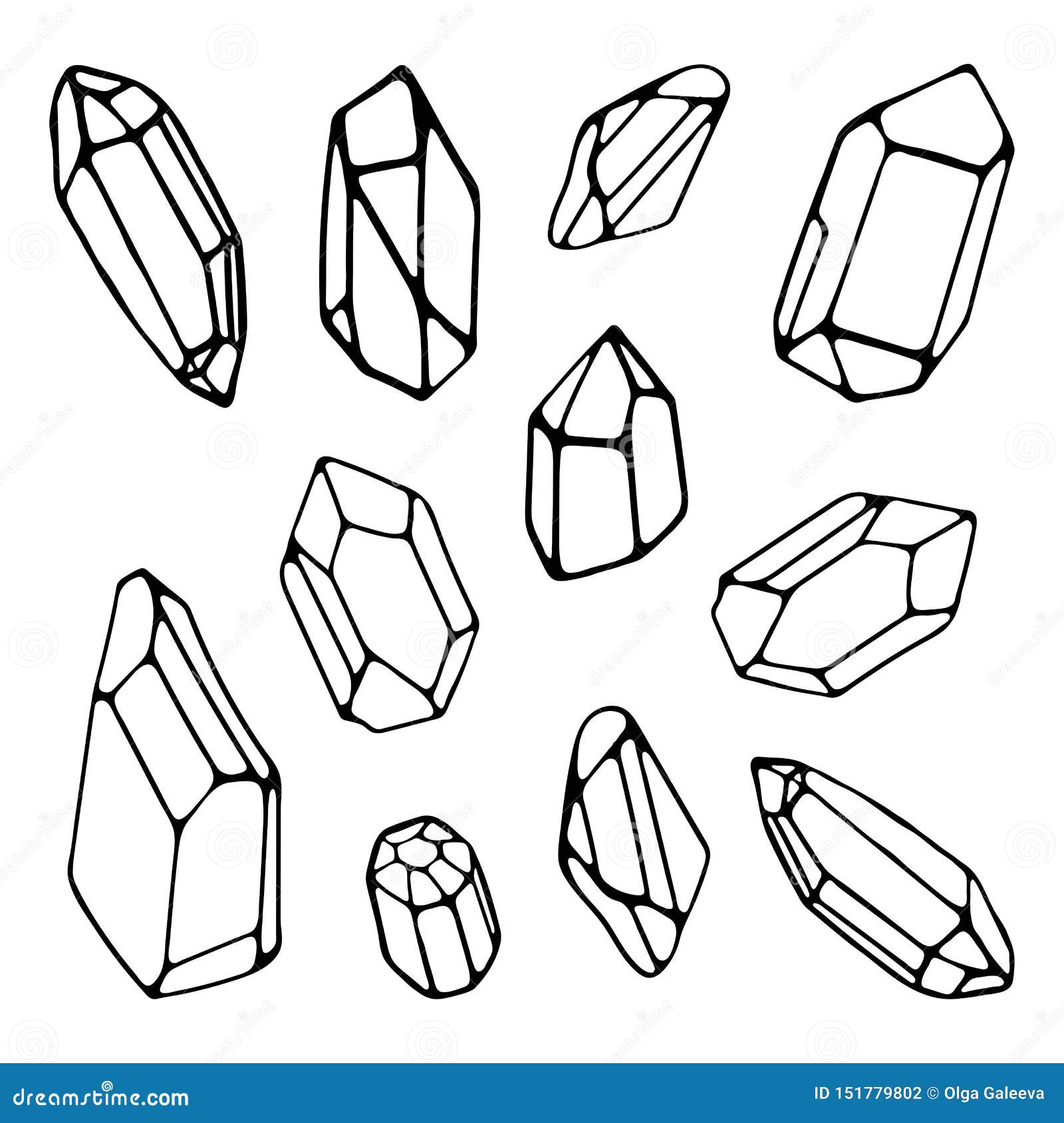 Stones Collection in Black and White Stock Vector Illustration of