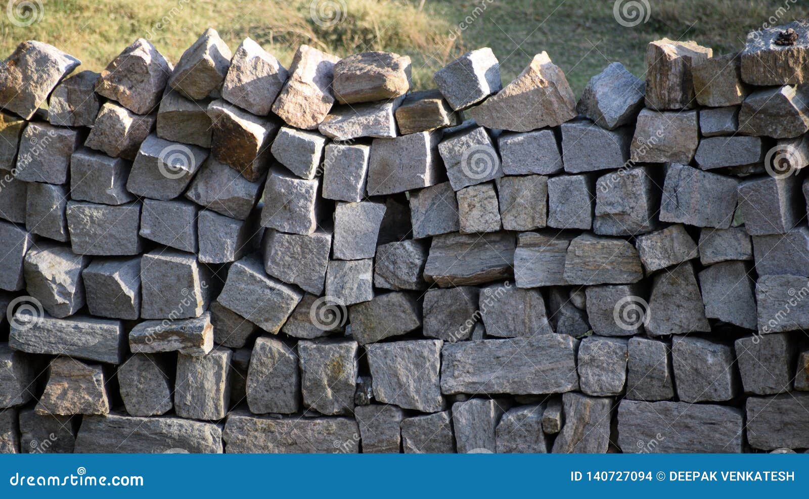 STONES KEPT AS a COMPOUND WALL Stock Photo - Image of neatly, size ...