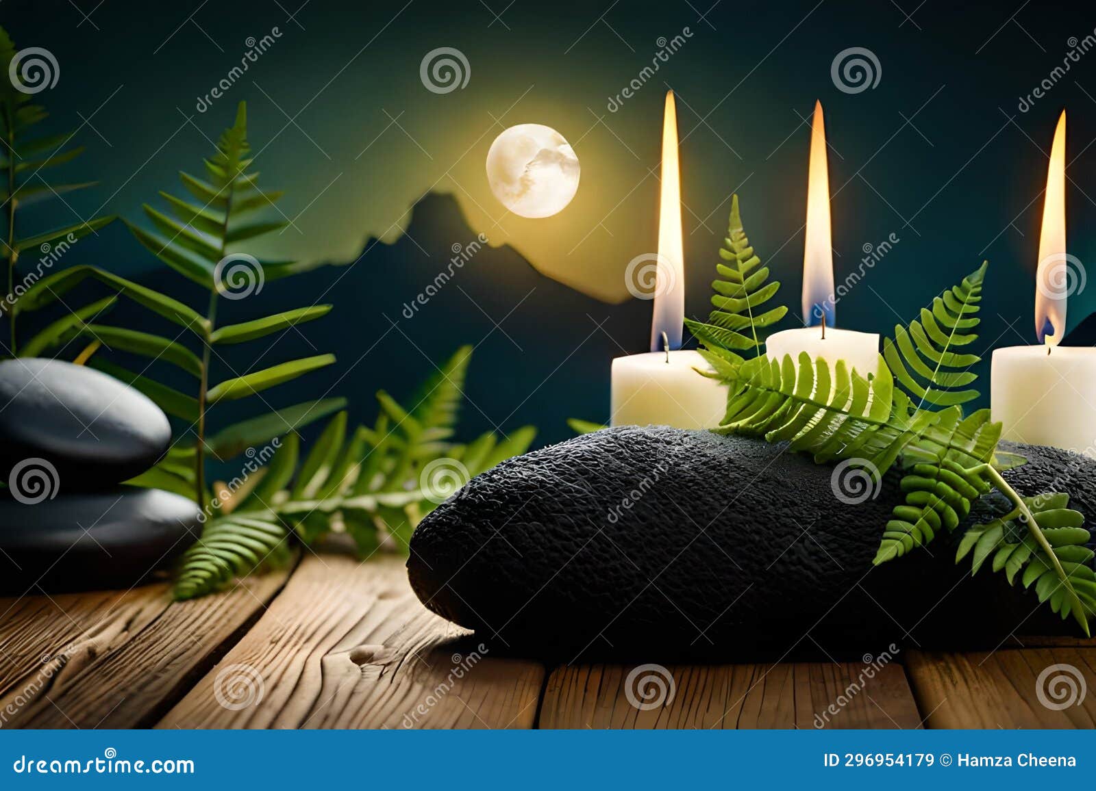 candles with zen stones