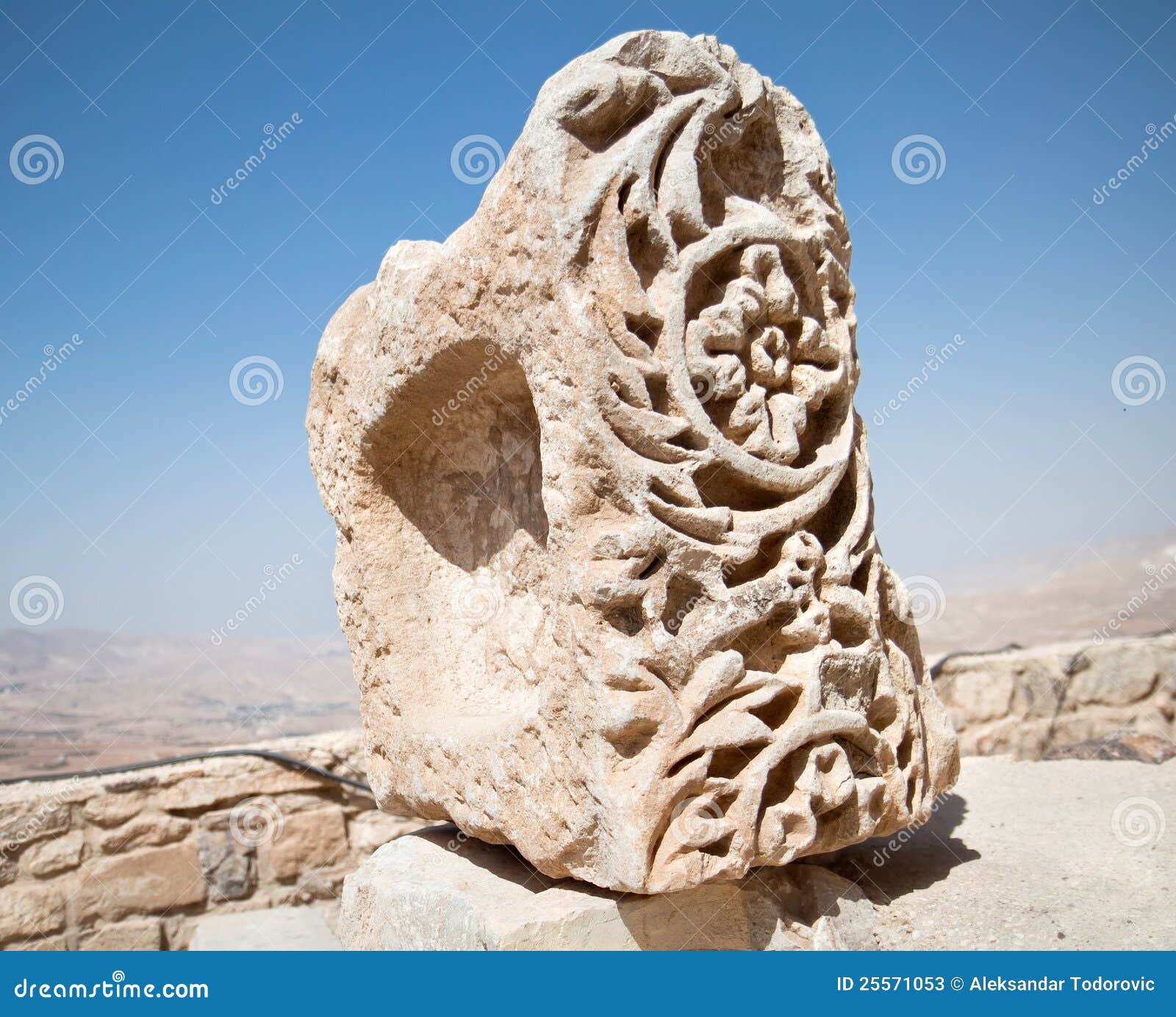 stonework details in the fortress of karak, jordan