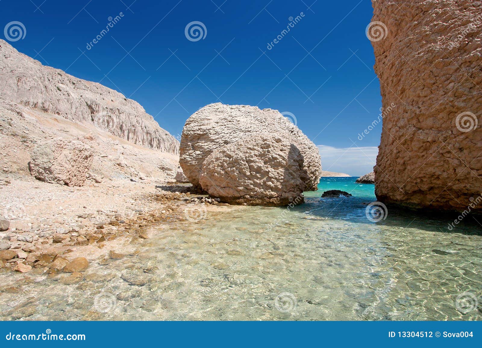 stony beach on island pag croatia