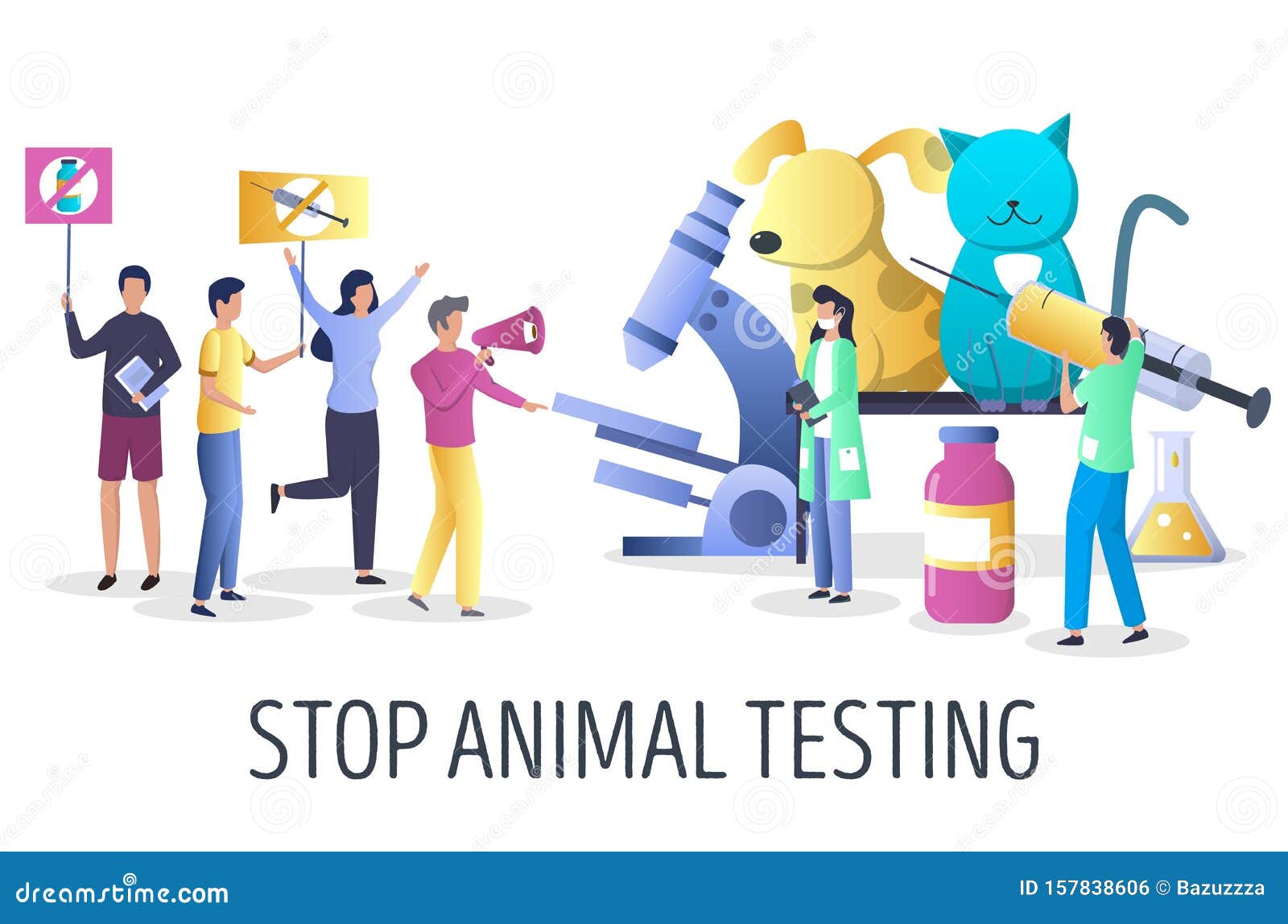 Stop Animal Testing Campaign Vector Concept Illustration Stock Vector