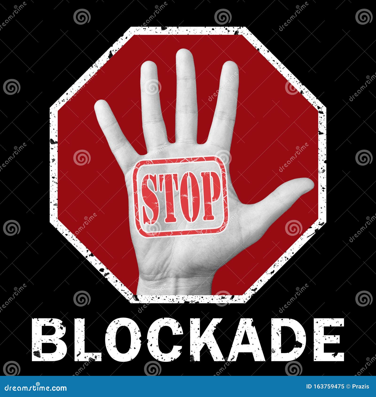 stop blockade conceptual . global social problem
