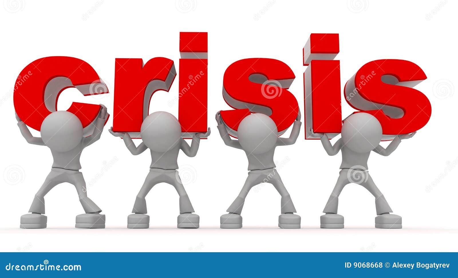 Graphic of four anonymous figures lifting the word crisis in large red ...