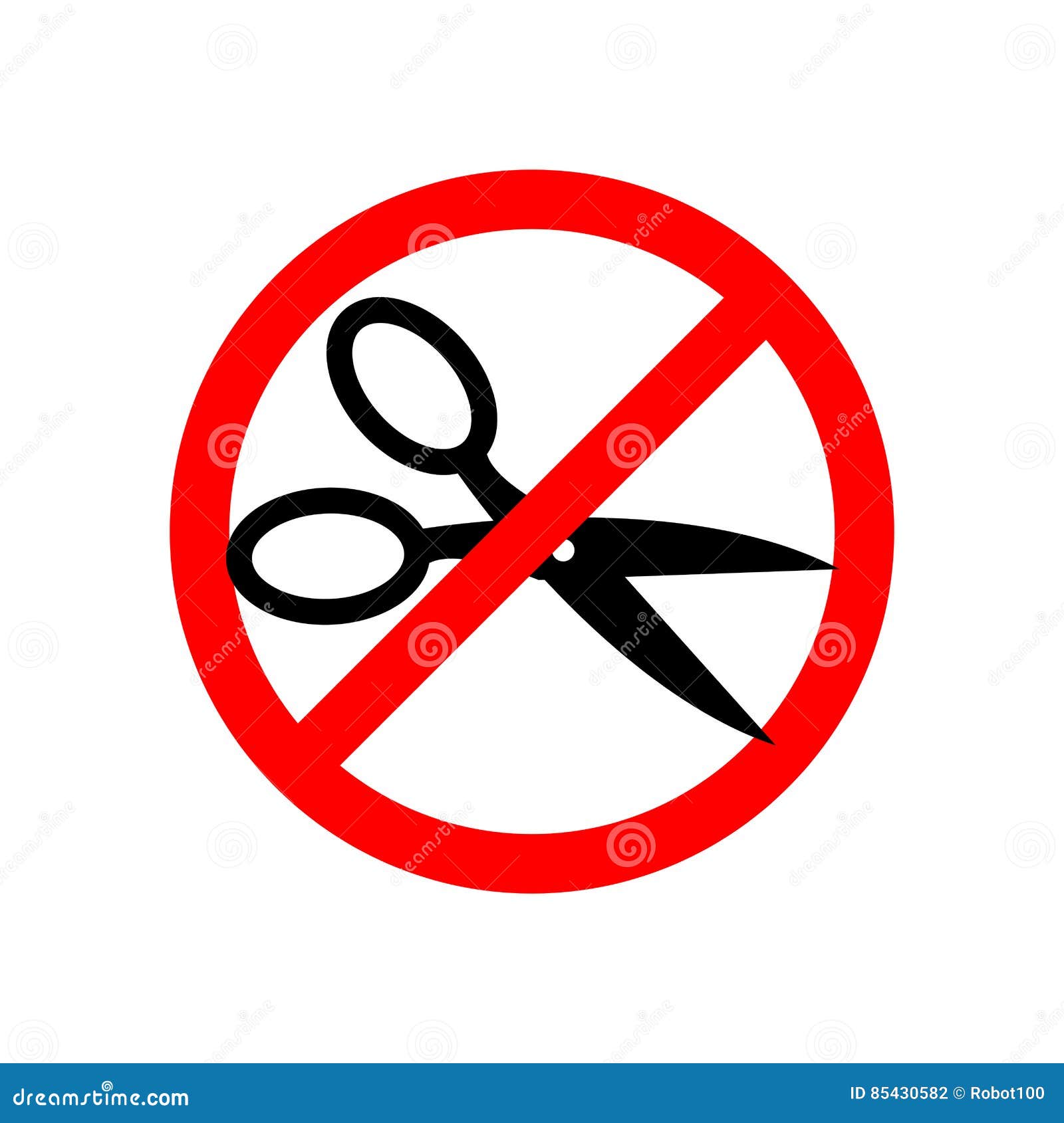 Stop Cutting Scissors. Prohibiting Red Road Sign. Ban Shears Stock