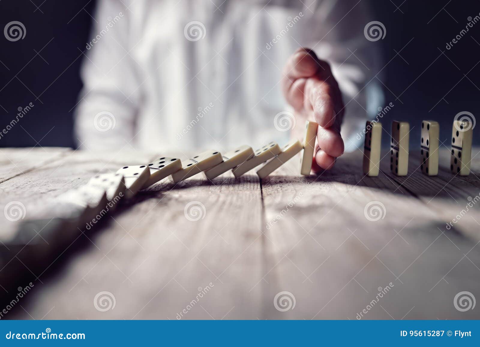 stop the domino effect concept for business solution and intervention