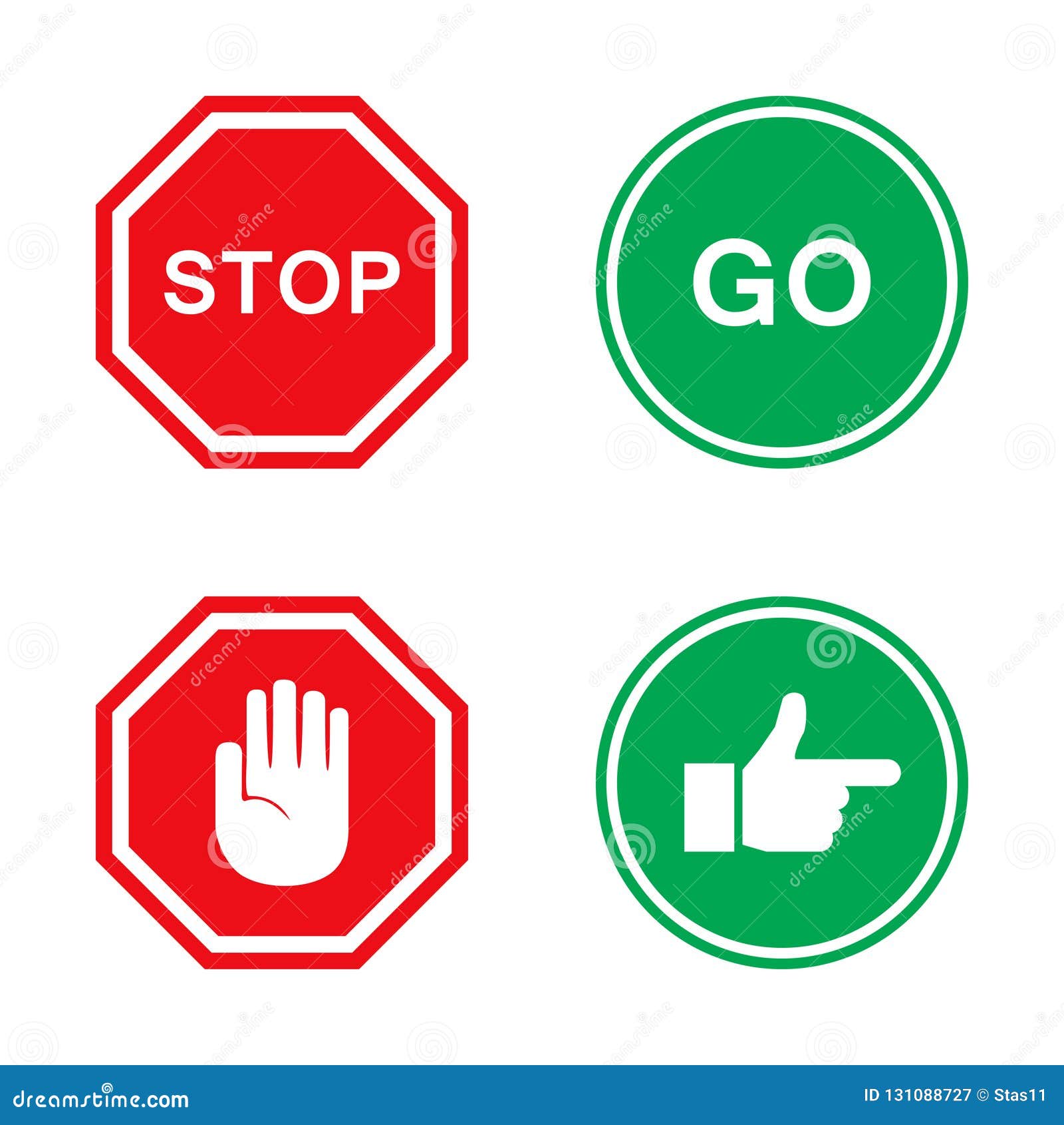 Vector illustration of sign : Stop and Go. Stock Vector