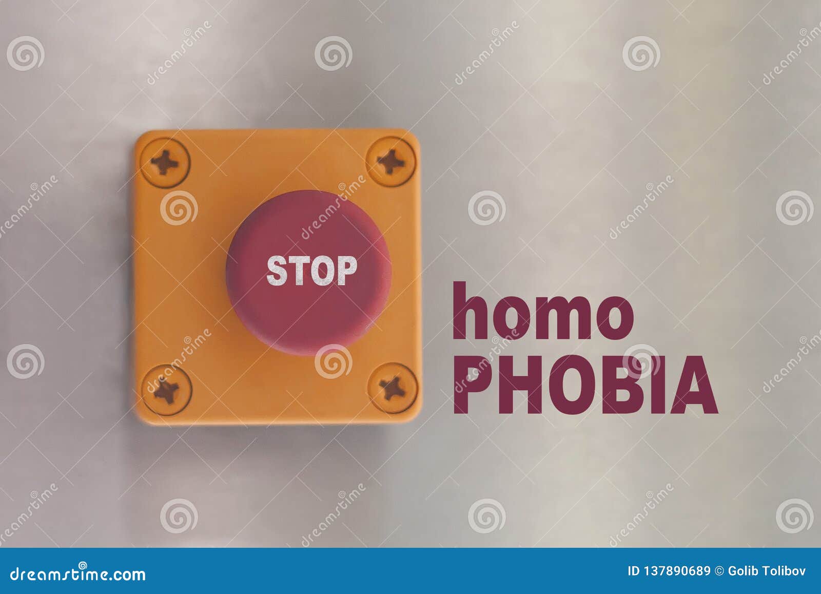 industrial switching button with text: stop homophobia