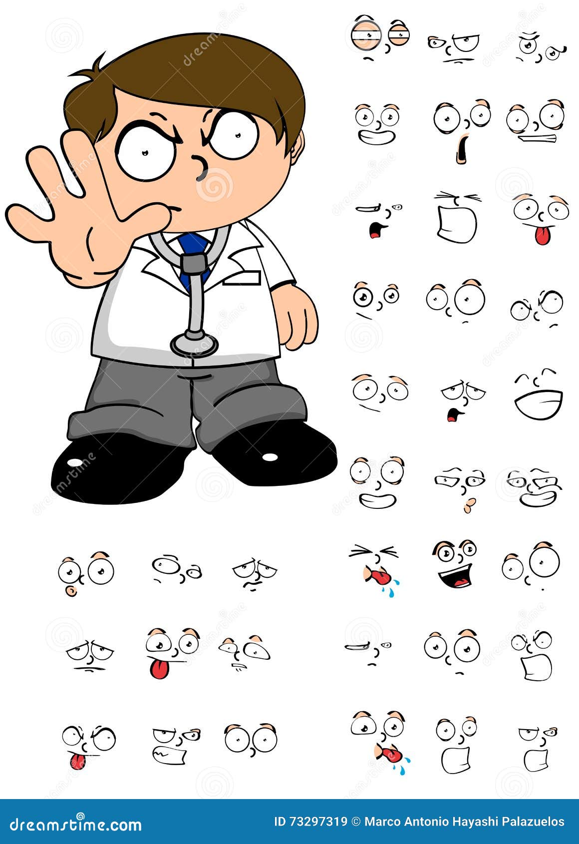 stop kid doctor cartoon expresion set