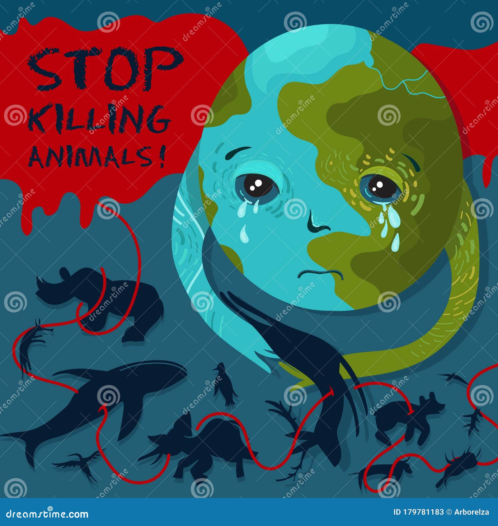Stop Killing Animals. Vector Conceptual Zoo Protection Illustration Illustration de Vecteur