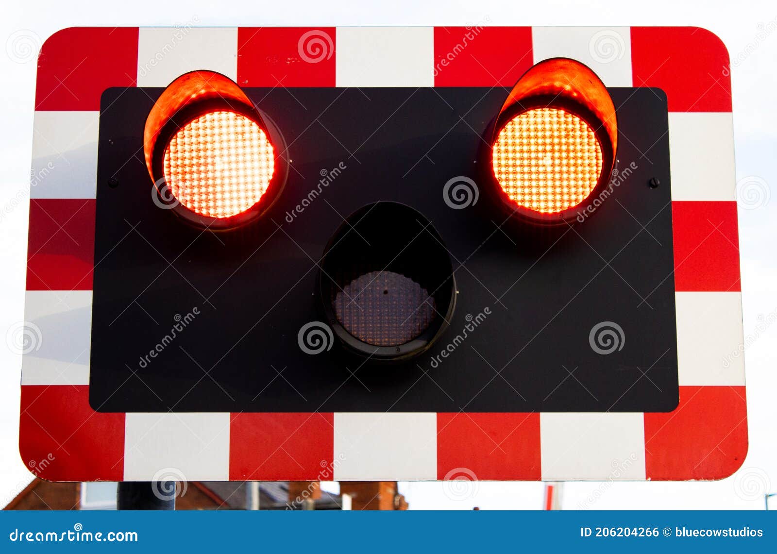The Stop Lights on a Level Crossing Signal Lights Stock Photo Image