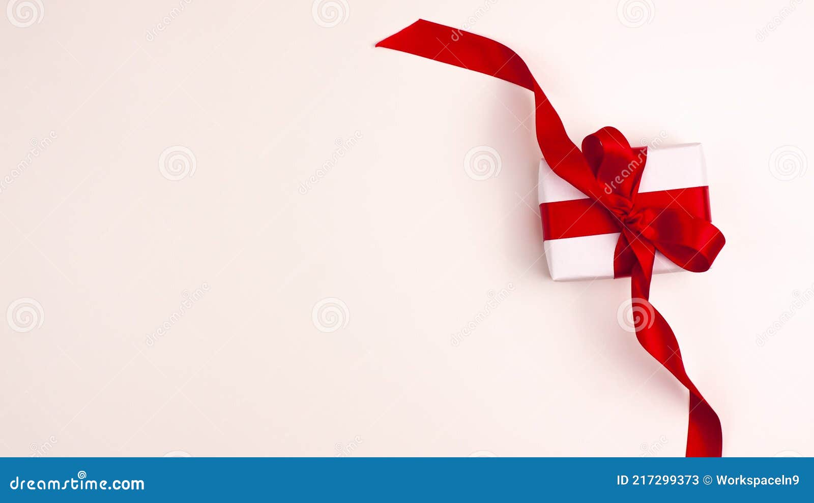 Stop Motion Animation of Template Flat Lay of White Gift Box with a Red Satin Ribbon on the Right White Background. Mothers Stock Video Video of space, view: 217299373