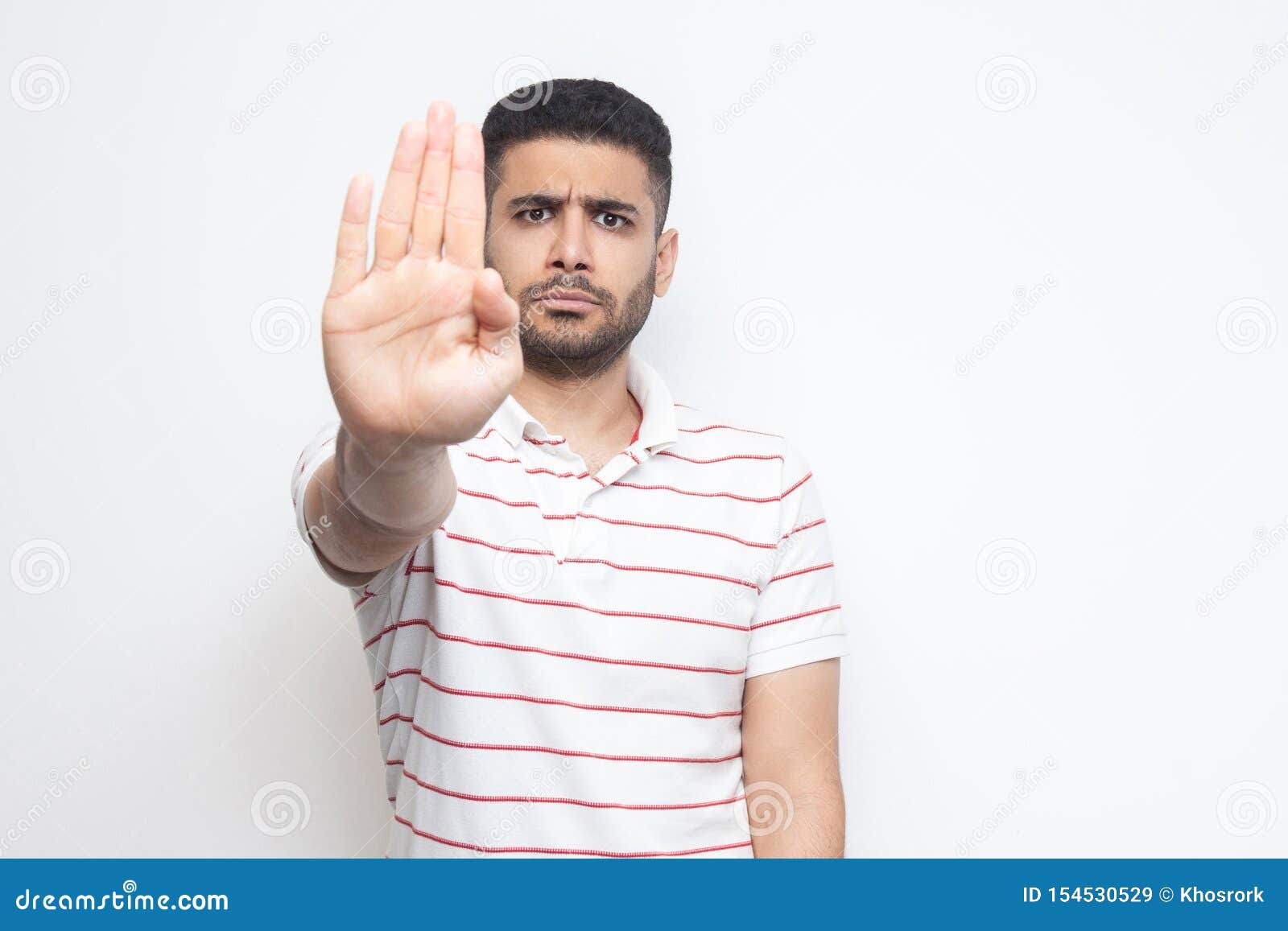 man hand stop sign Stock Photo