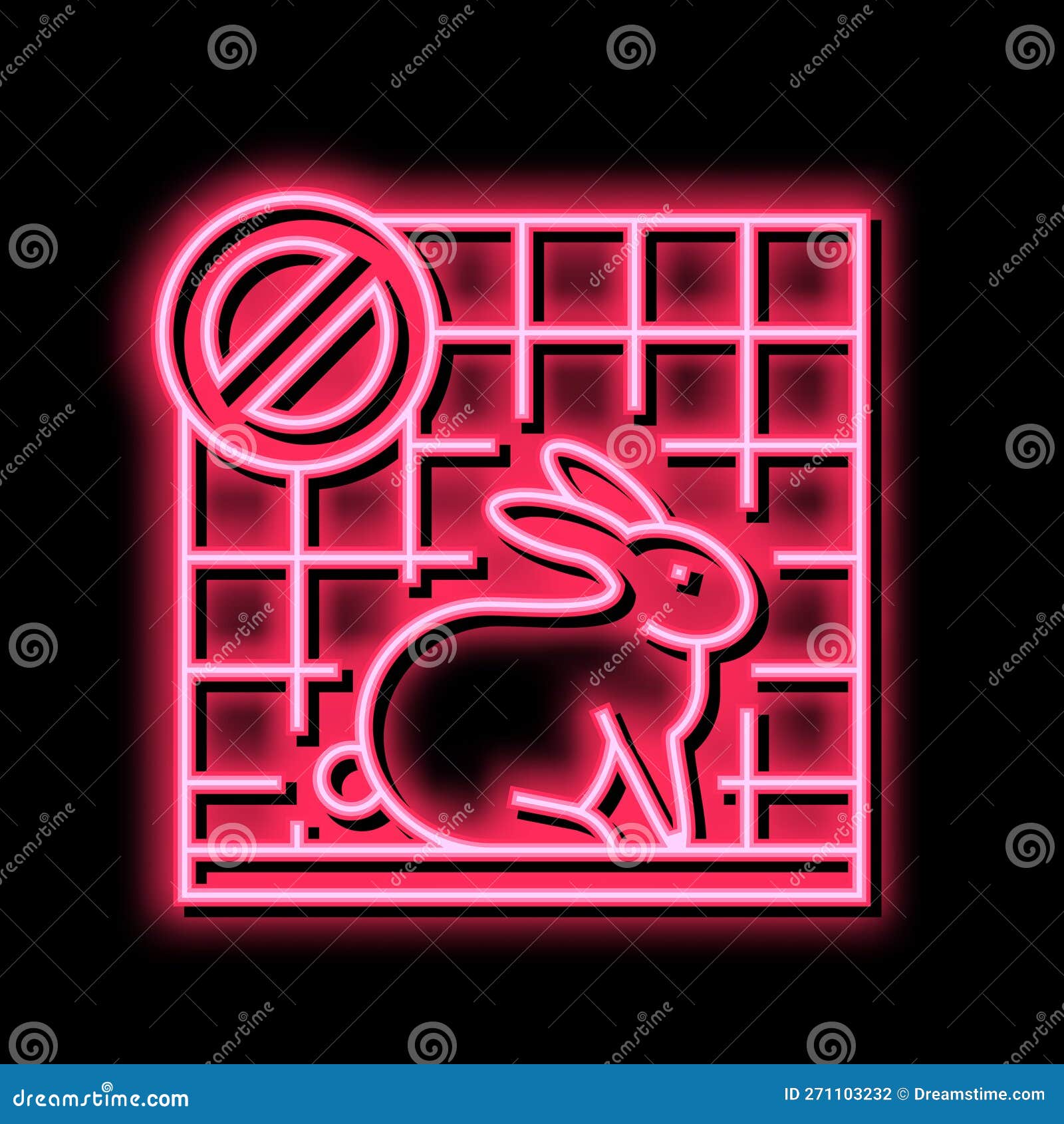 Stop Rabbit in Cage Neon Glow Icon Illustration Stock Vector Illustration of vector, safety