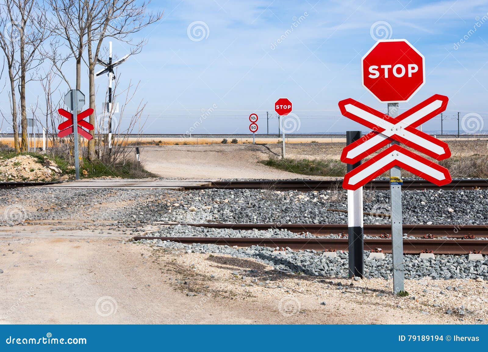 Stop Sign In A Level Crossing Stock Photo Image Of Toledo Crossing