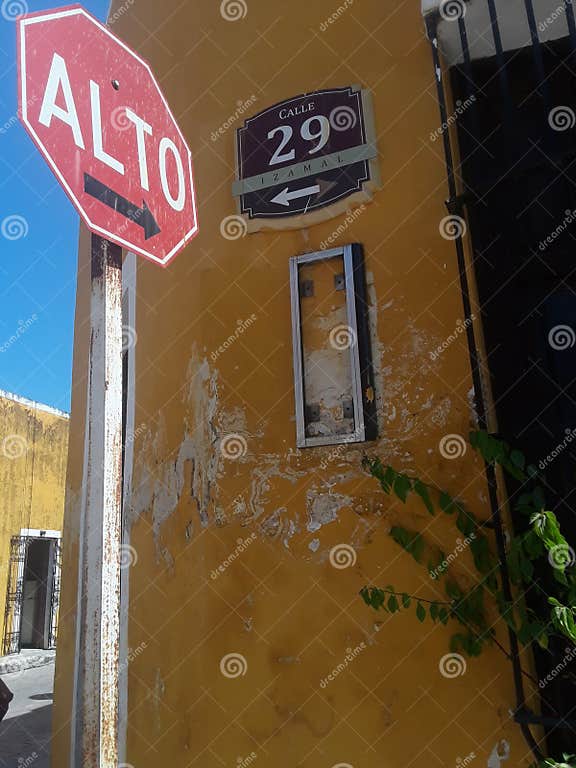 Stop sign in Mexico stock photo. Image of poster, number 180207970