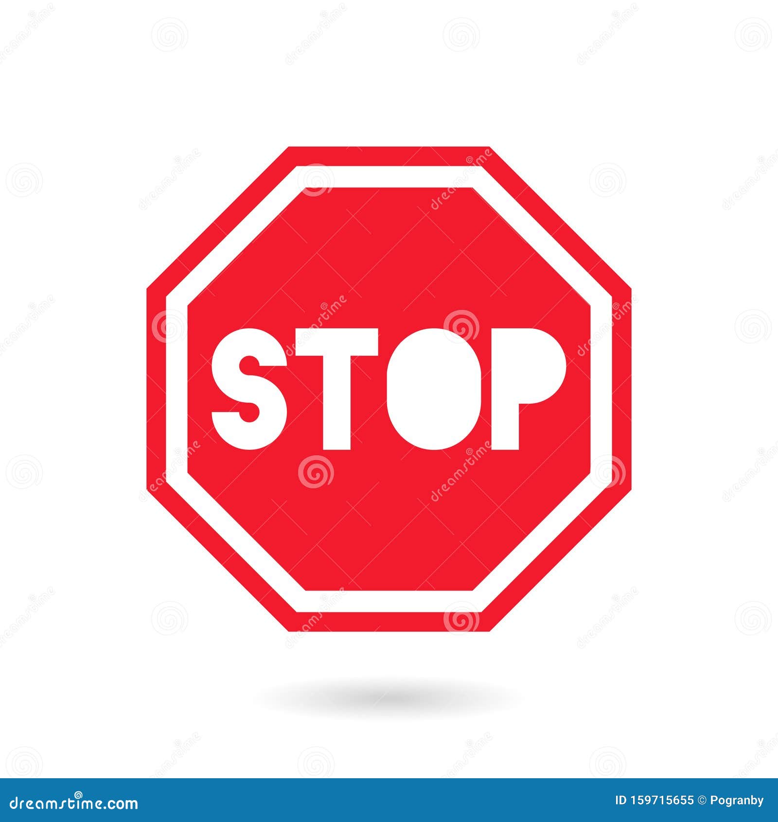 Stop sign simple isolated red octagon shape stock vector