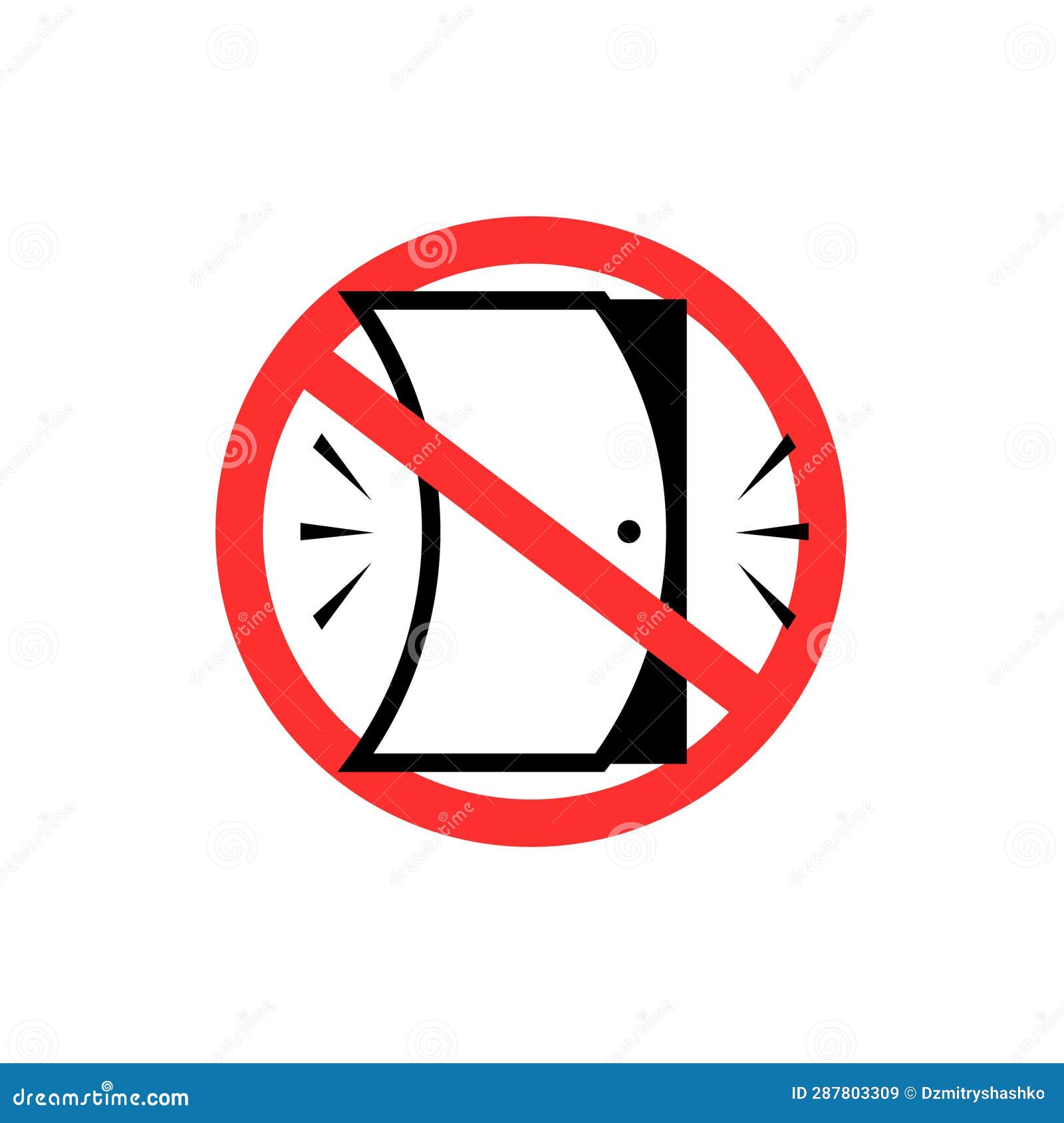 Stop Slamming the Door Sign. Stock Vector Illustration of safety