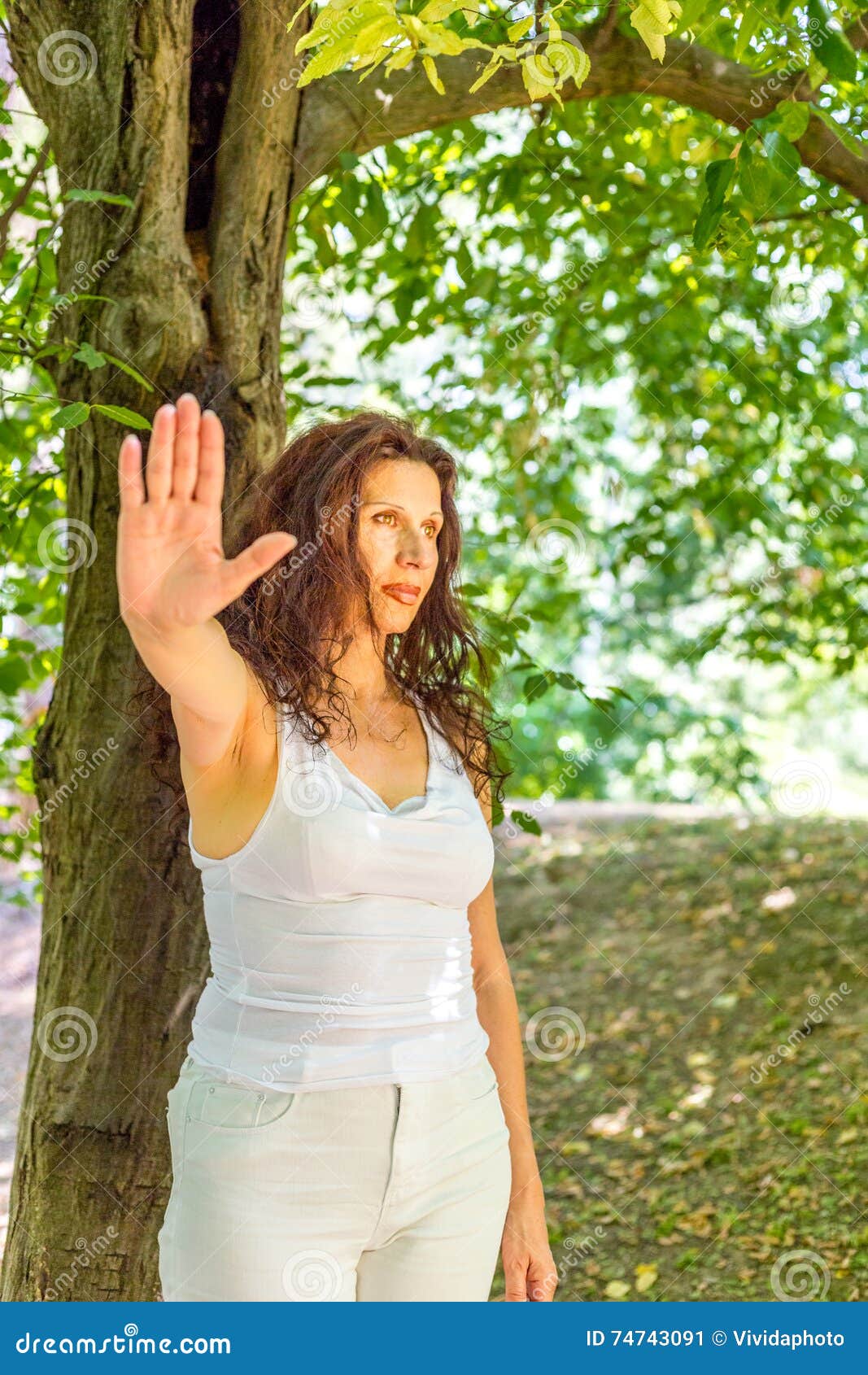 Stop and Talk To My Hand Gesture by Mature Woman Stock Image - Image of  hand, gesture: 74743091