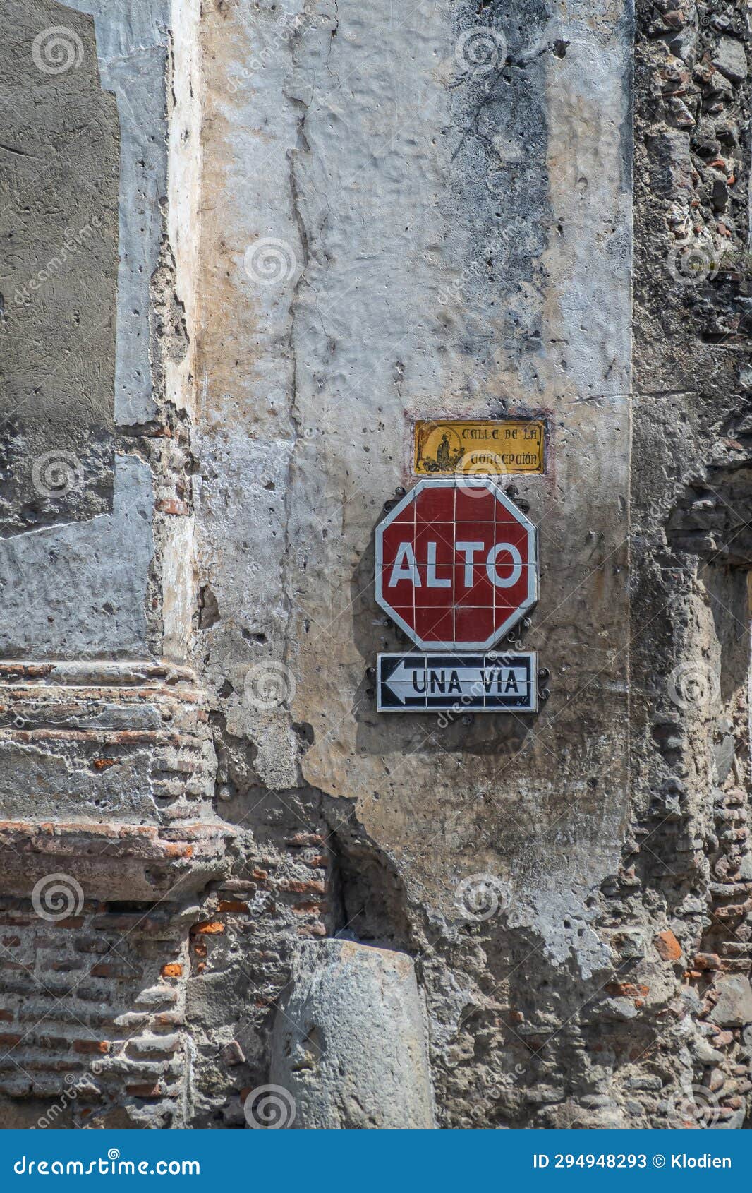 stop traffic sign in la antigua, guatemala