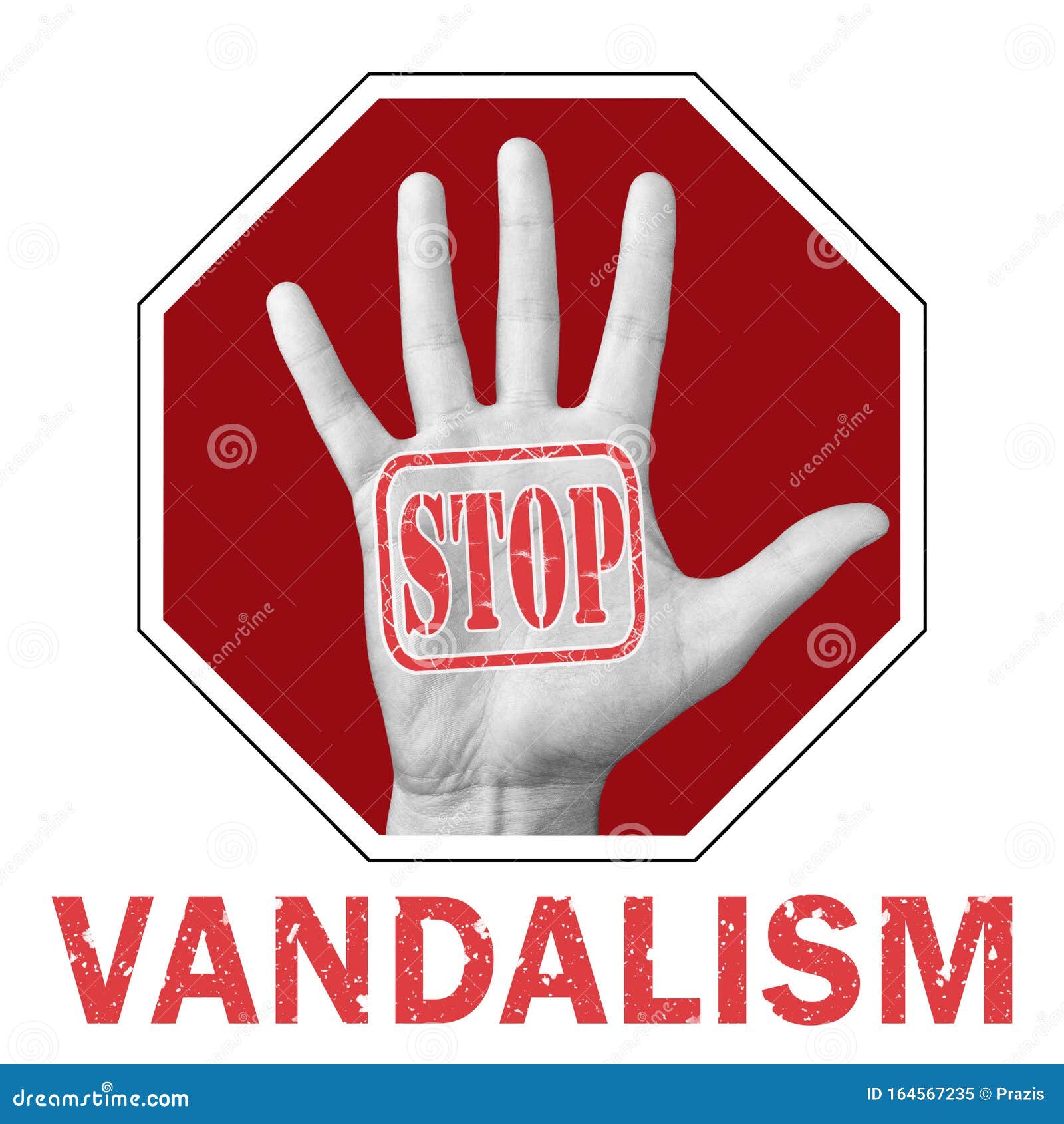 stop vandalism conceptual . open hand with the text stop vandalism