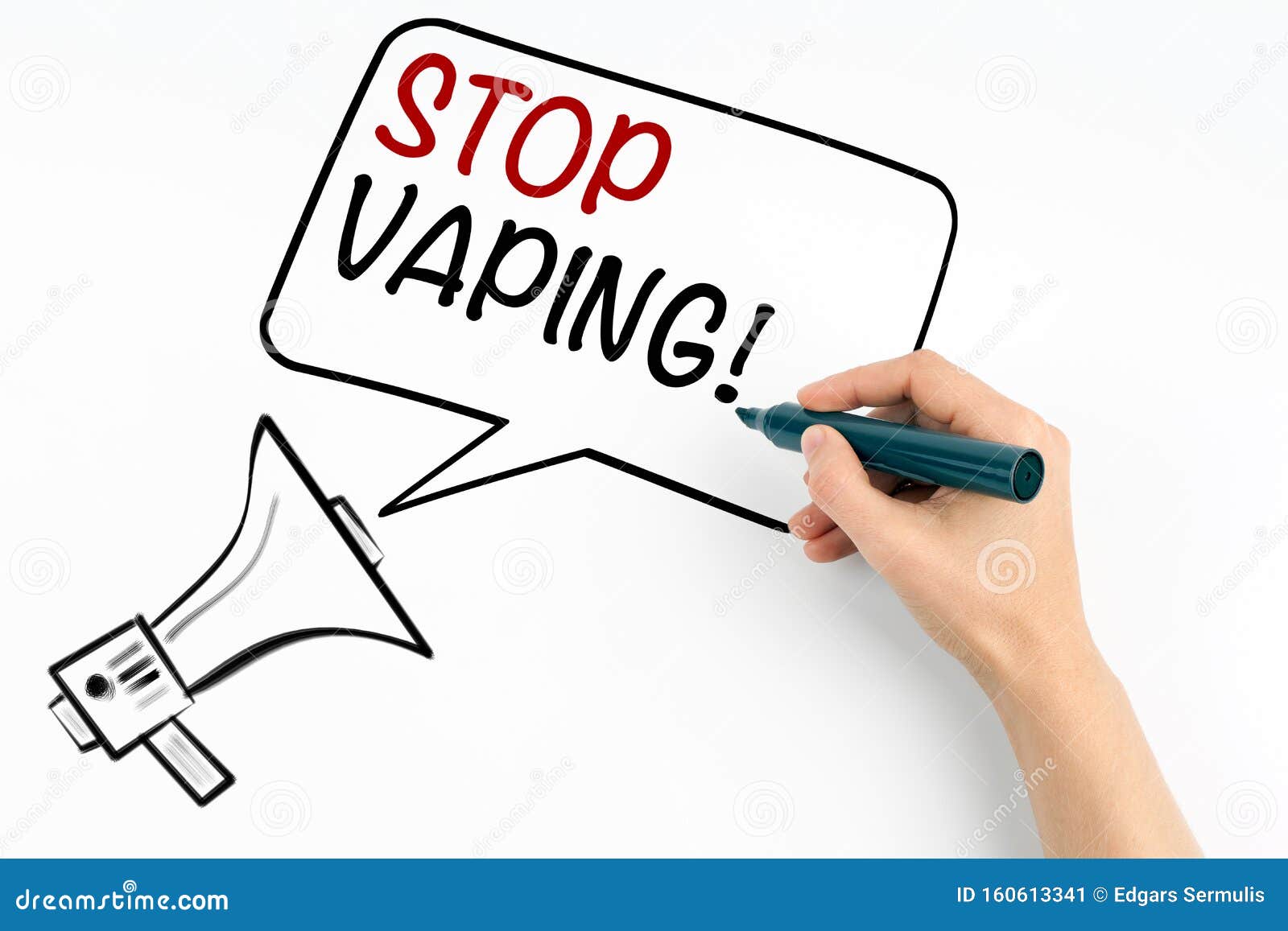 Stop Vaping. Smoking Electronic Cigarettes and Health Risk Concept
