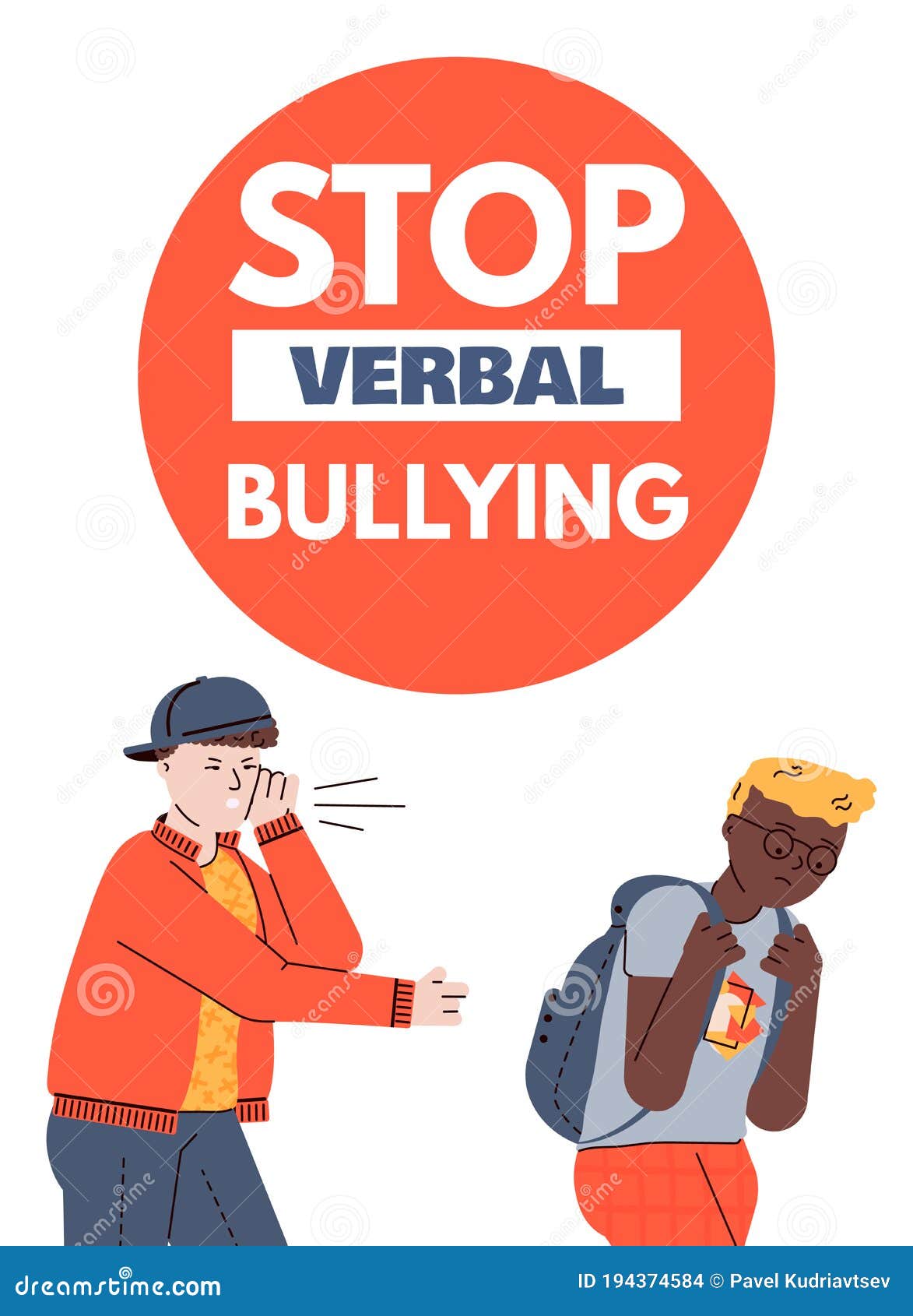 Stop Verbal Bullying Poster with School Teenagers Cartoon Vector  Illustration. Stock Vector - Illustration of aggressive, laughing: 194374584