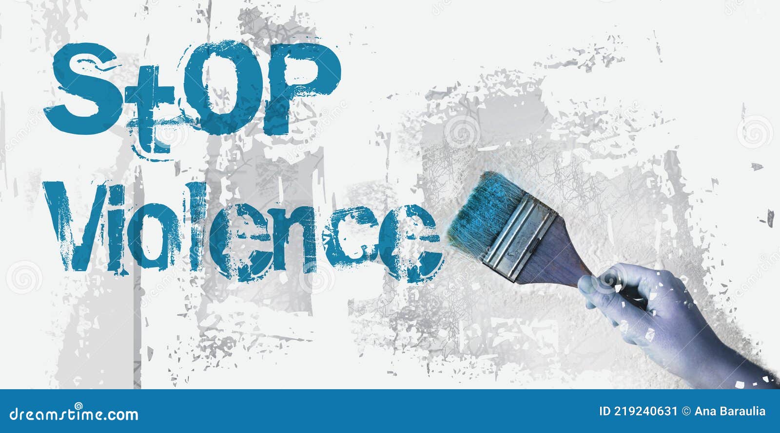 stop violence words on wall ,paintbrush. domestic abuse prevention concept