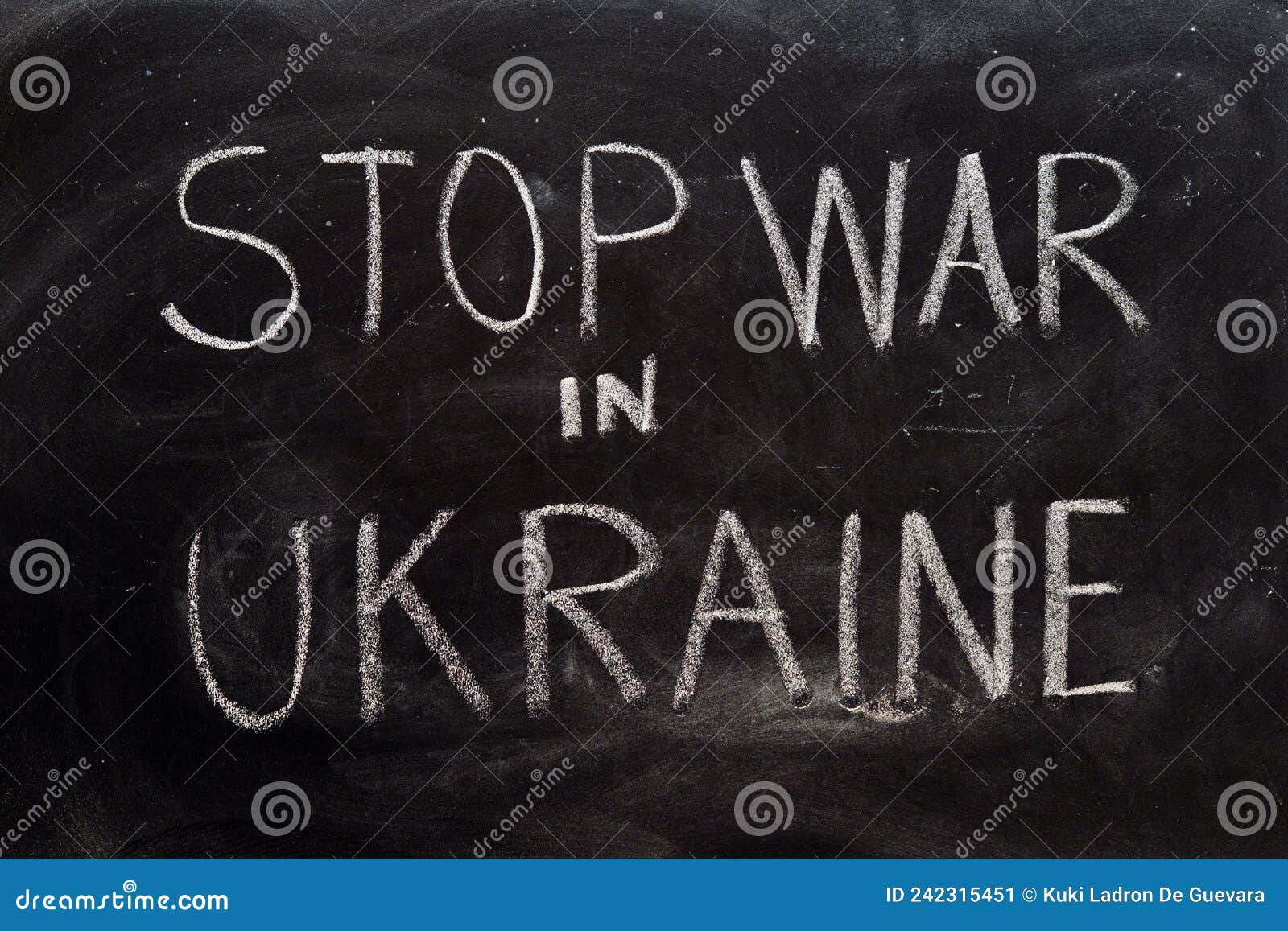 stop war in ukraine, written on a blackboard
