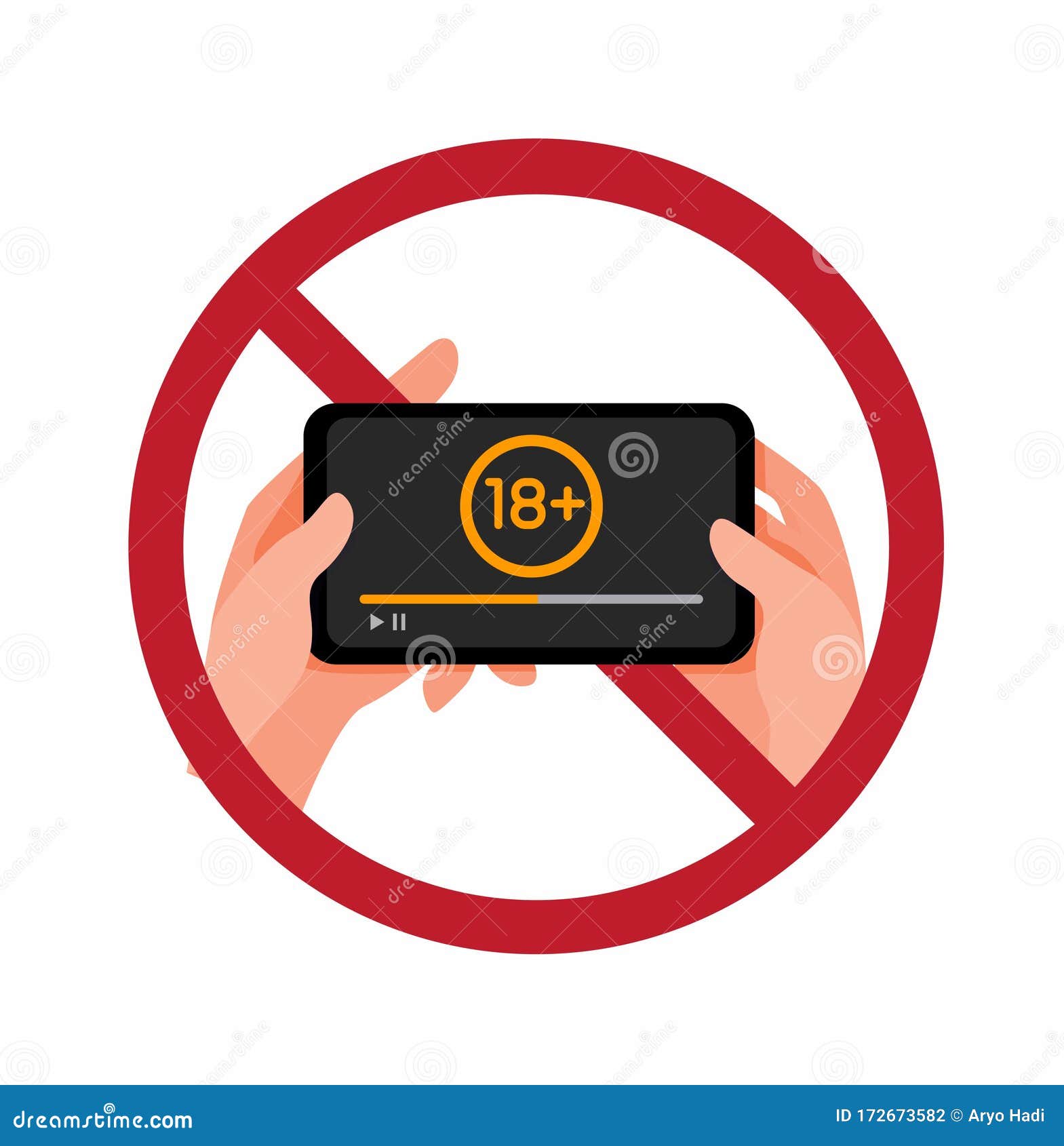 Stop Watch Campaign Sign Icon Mature Video Warning Symbol With Hand