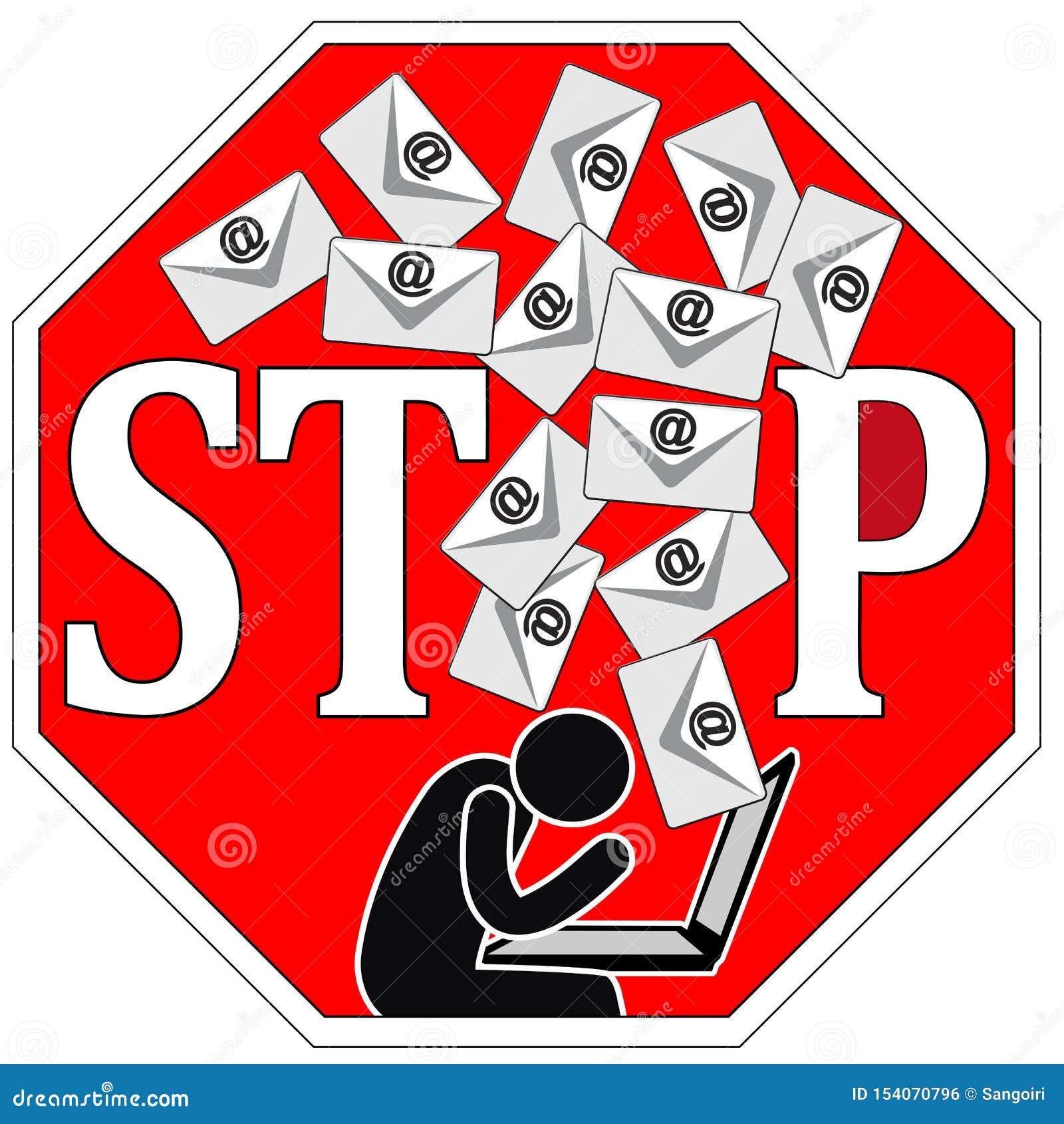 Stop writing emails stock illustration. Illustration of communication