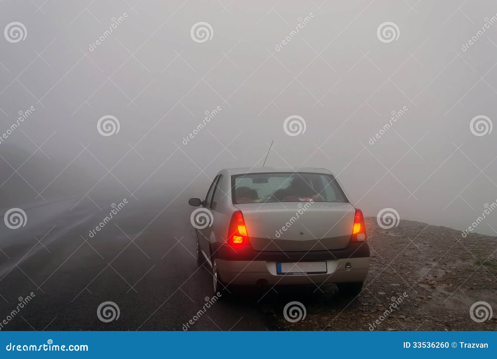 Stopped car in the fog stock photo. Image of emergency - 33536260